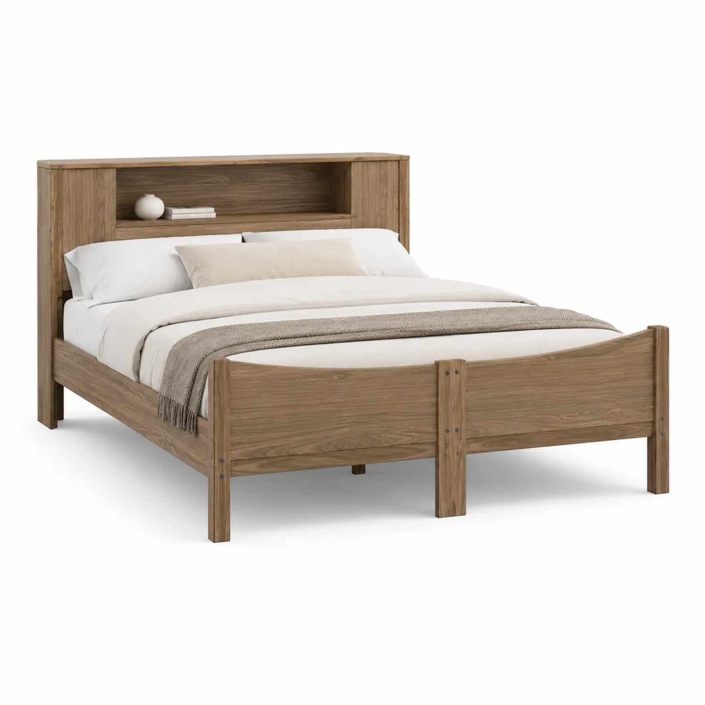 Doppelbett mit Regal aus Eichenholz 160x200 cm