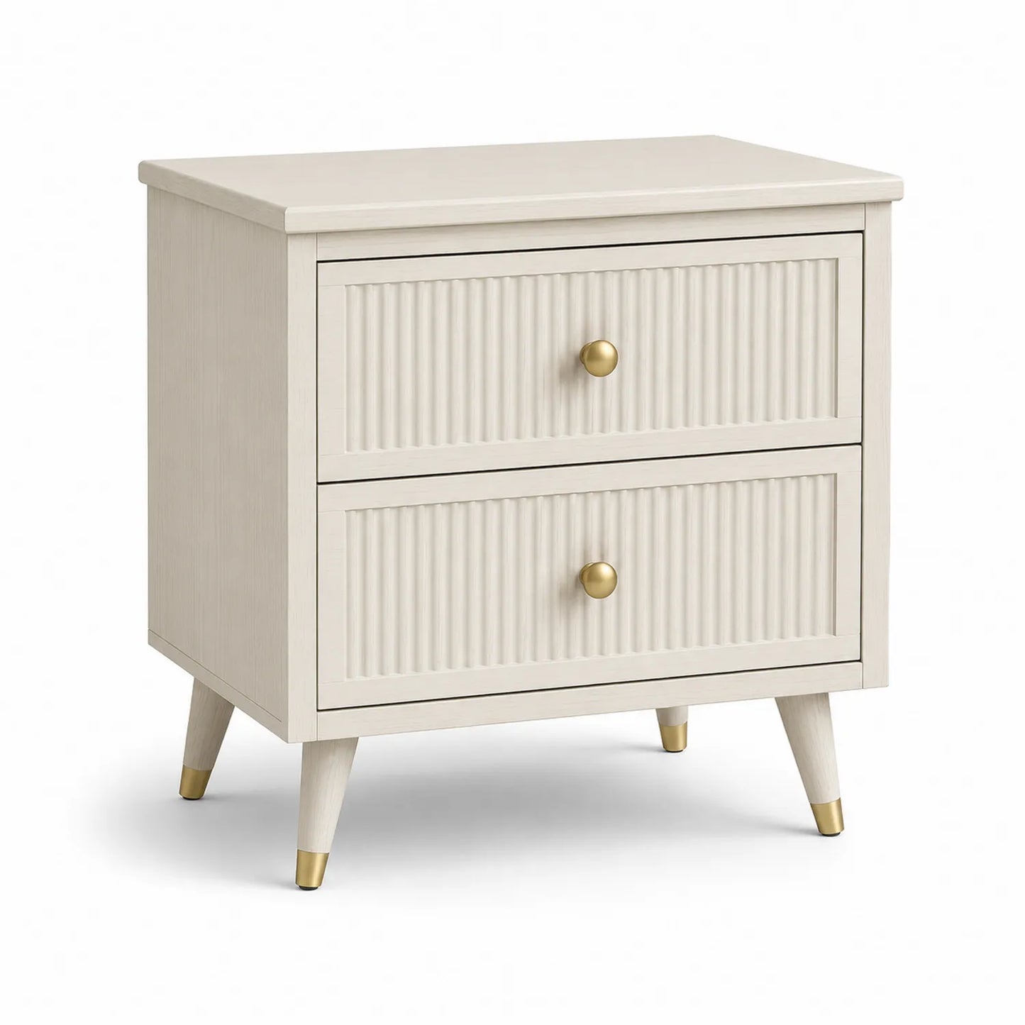 Holz-Nachttisch mit 2 Schubladen Beige 45x35x55cm