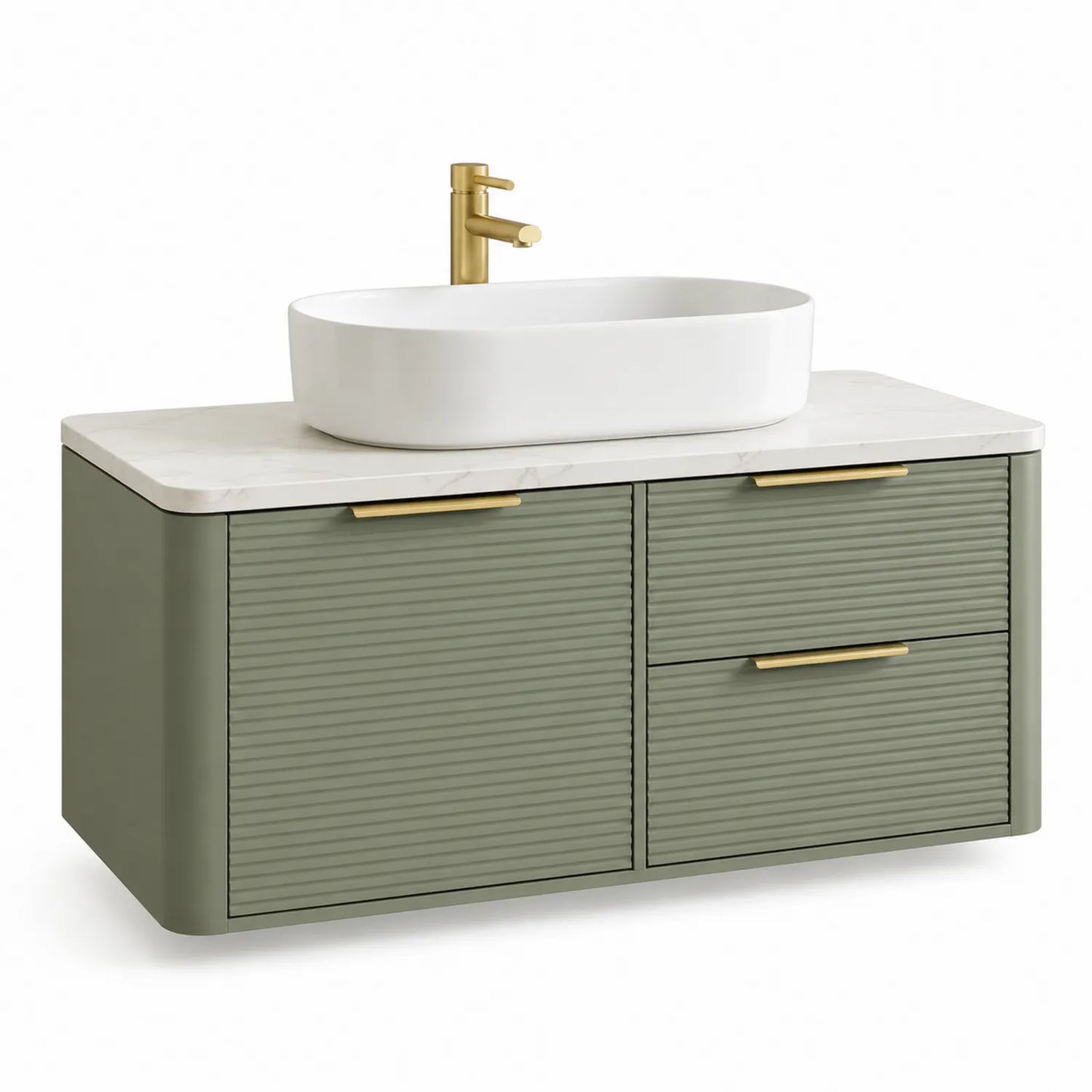 Waschtischunterschrank mit Waschbecken Set 120 cm MDF Grüner Keramik