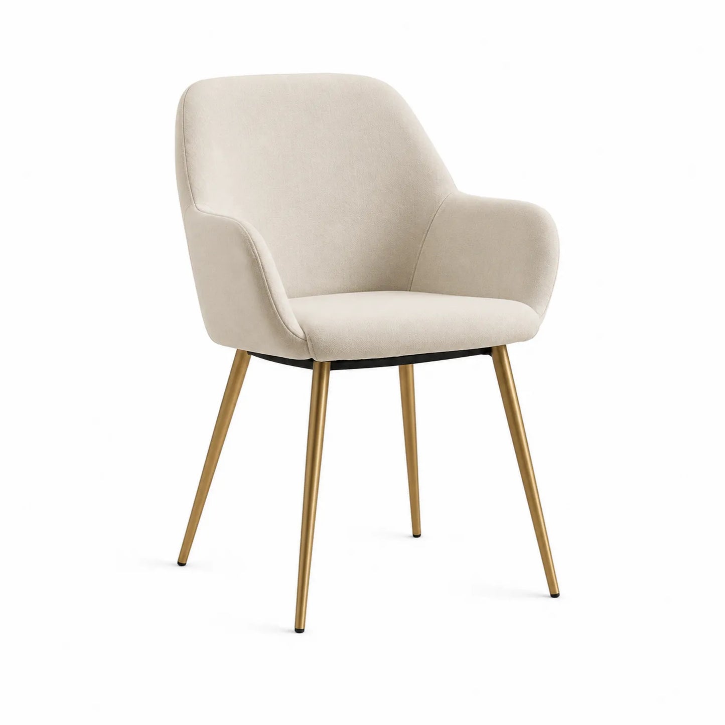Stuhl mit Armlehne Beige Stoff Metallbeine