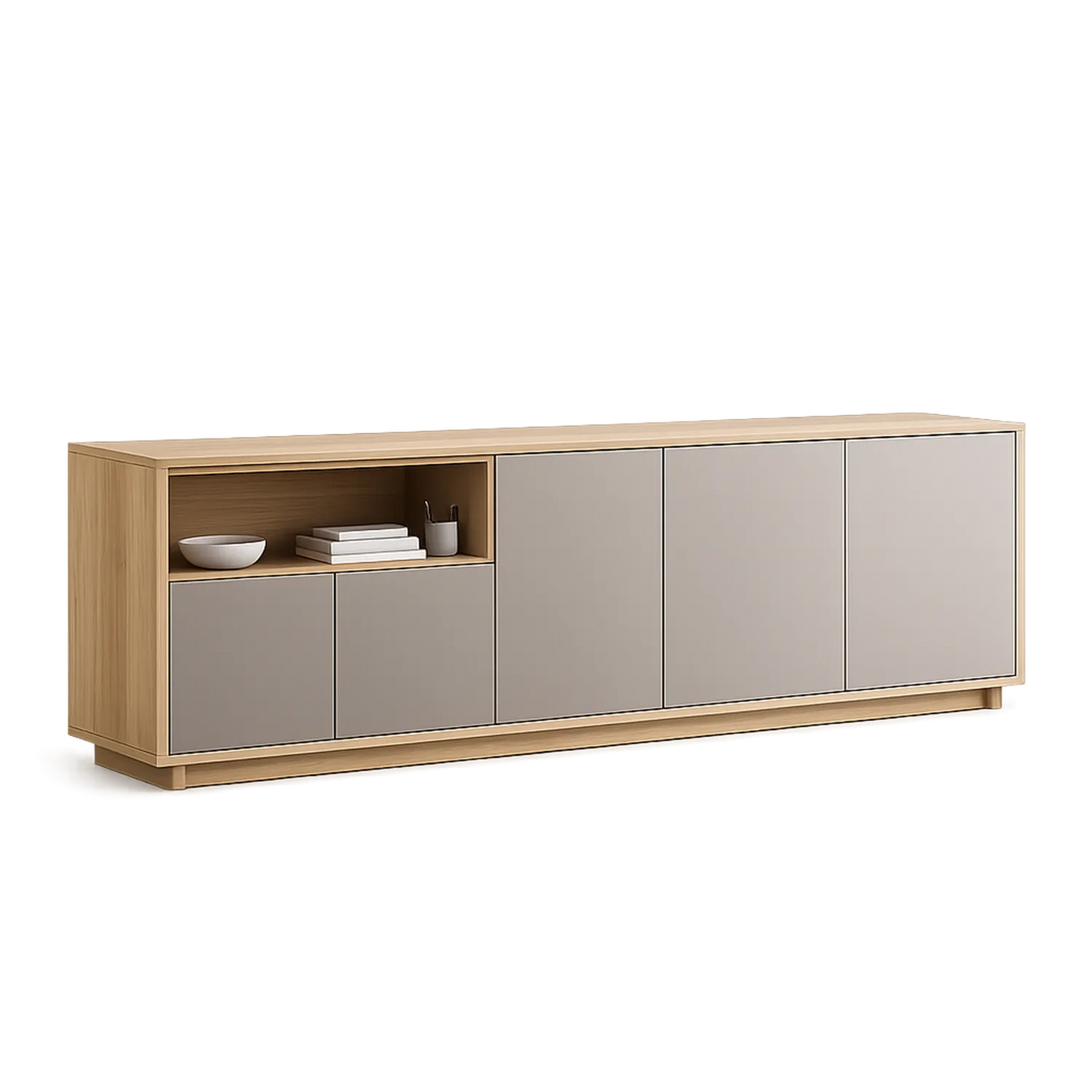Sideboard Holzfurnier MDF Eiche Grau 200cm