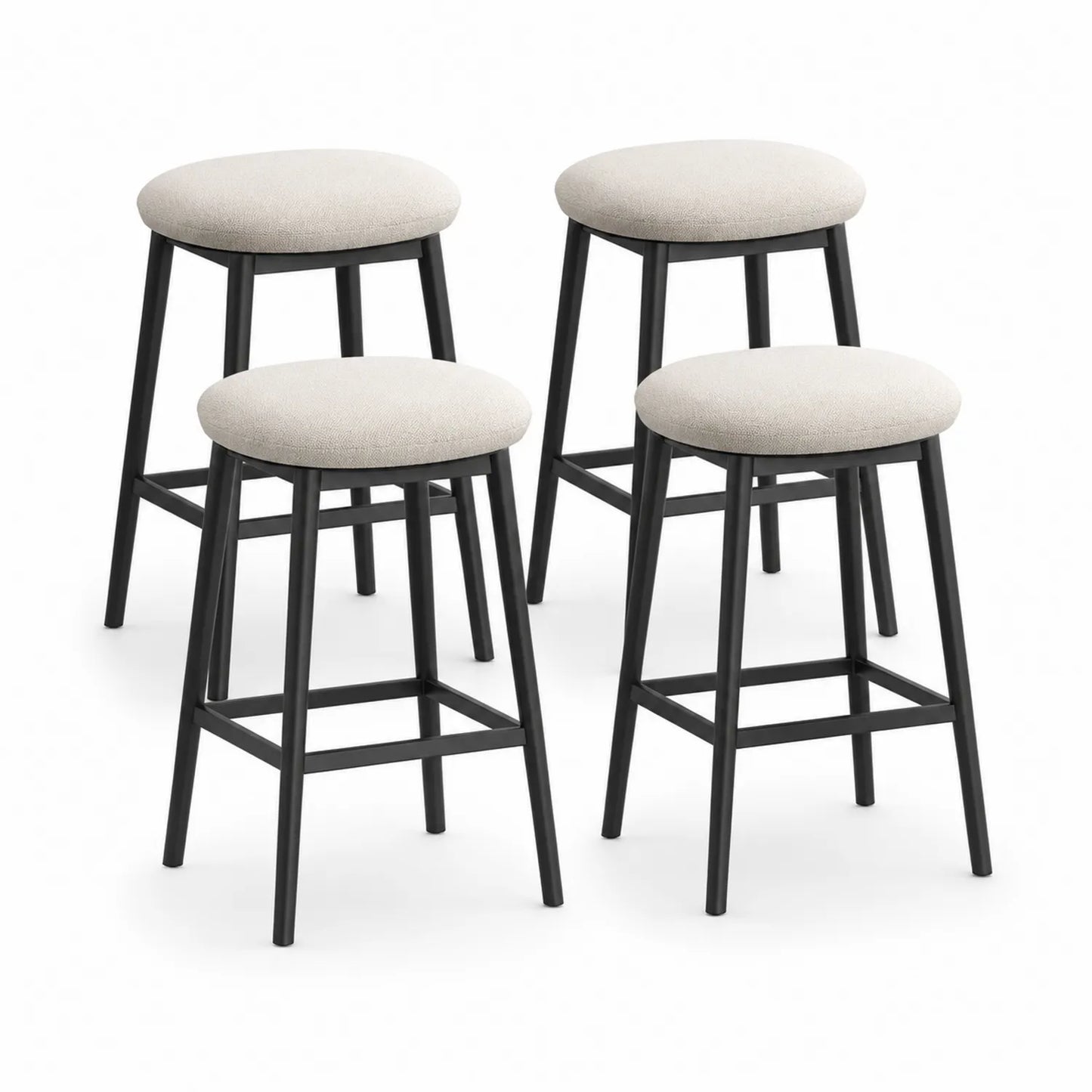 Set aus 4 Hockern mit Metallbeinen und gepolstertem Sitz