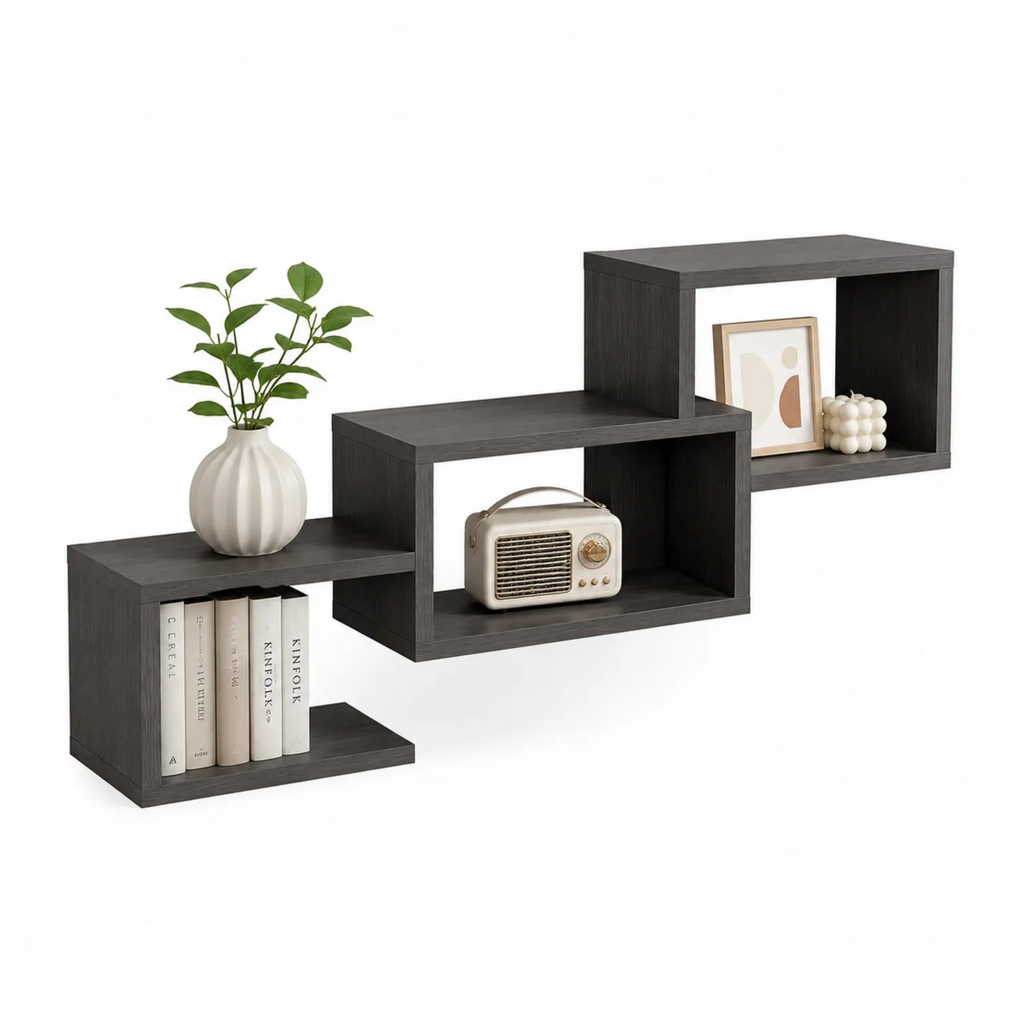 Wandregal Set aus MDF Dunkelgrau