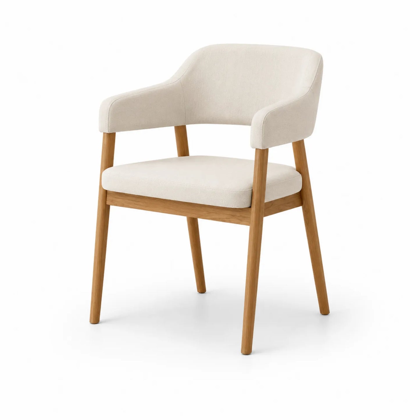 Esszimmerstuhl aus Holz mit Stoffbezug Beige