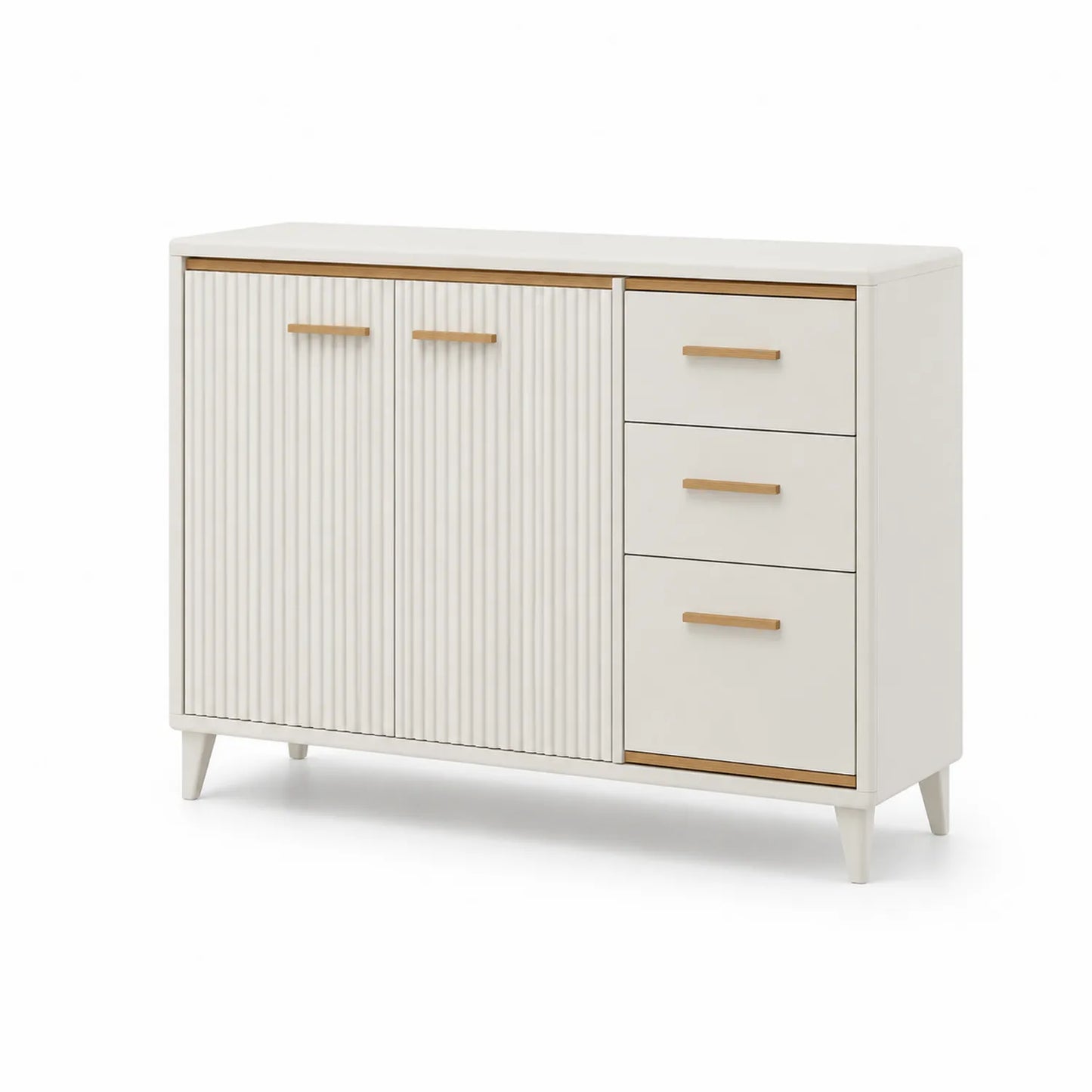 Sideboard mit 2 Türen und 3 Schubladen aus MDF Weiß 120cm