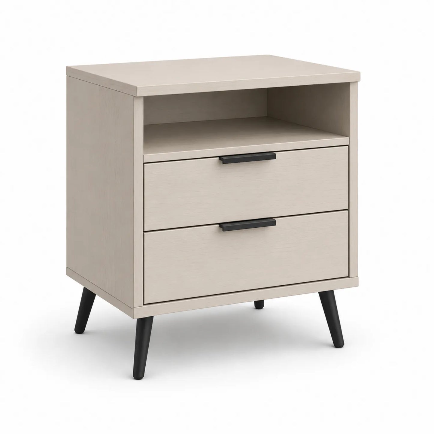Beiger Nachttisch mit 2 Schubladen und MDF