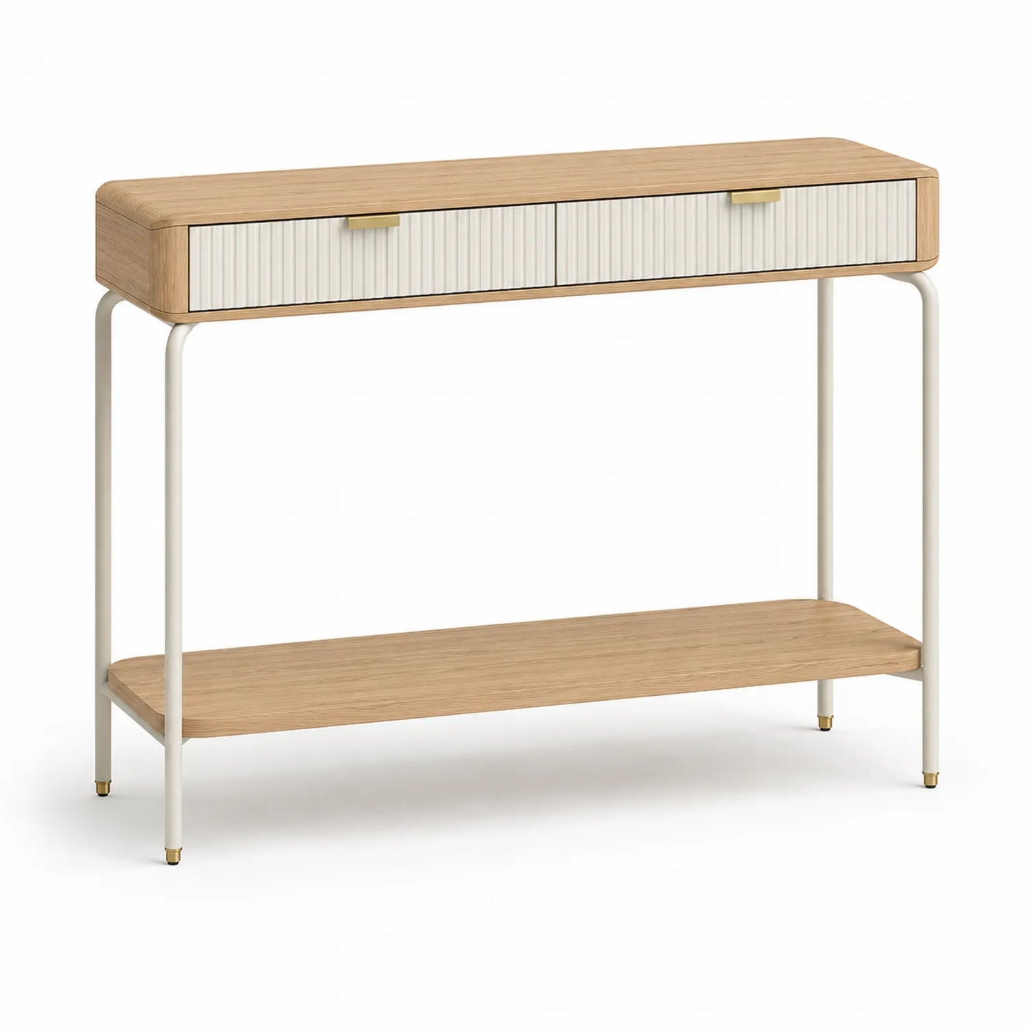 Konsolentisch Holz/Metall mit 2 Schubladen Eiche/Weiß 120x30x85cm