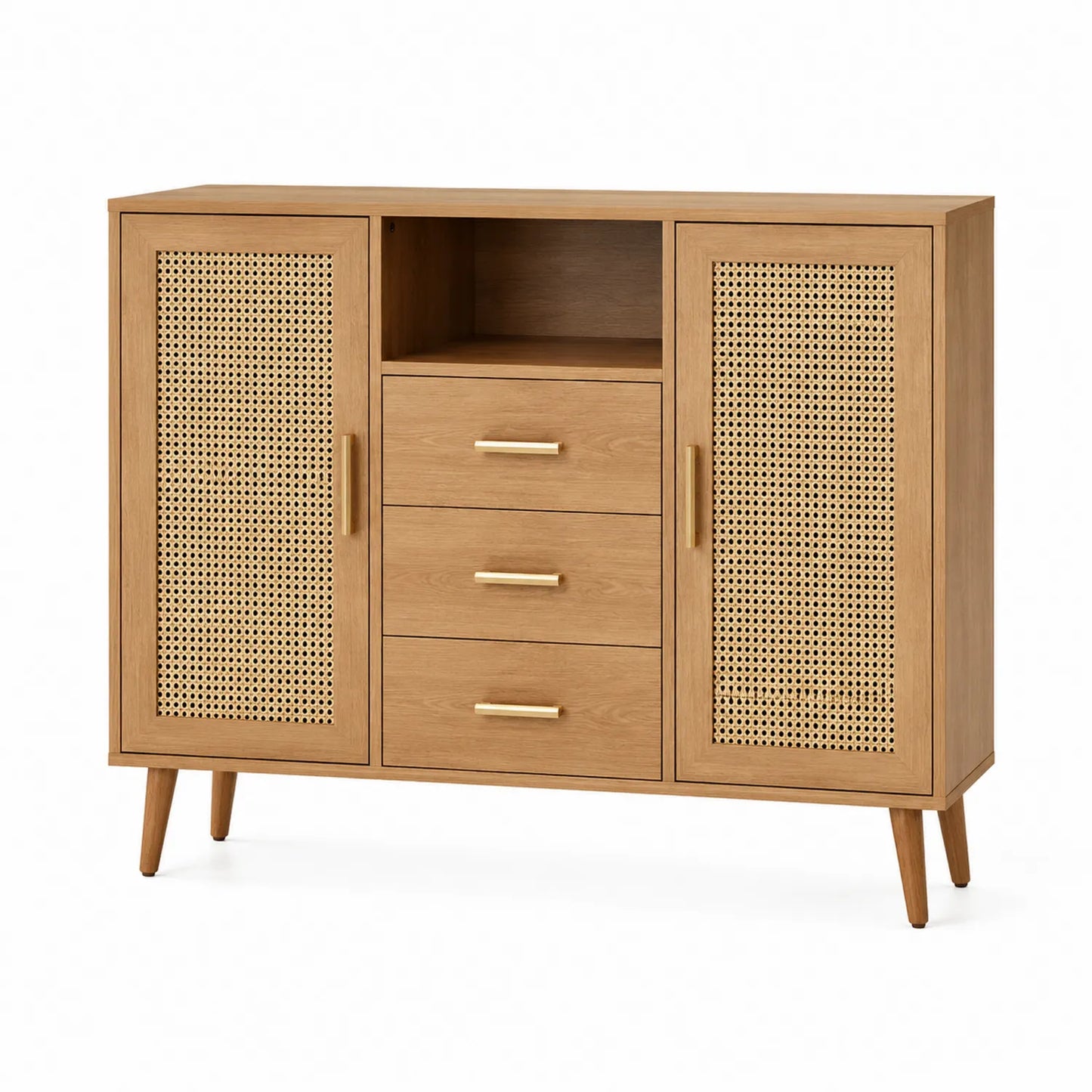 Holz Sideboard mit Rattangeflecht 110x80x35 cm