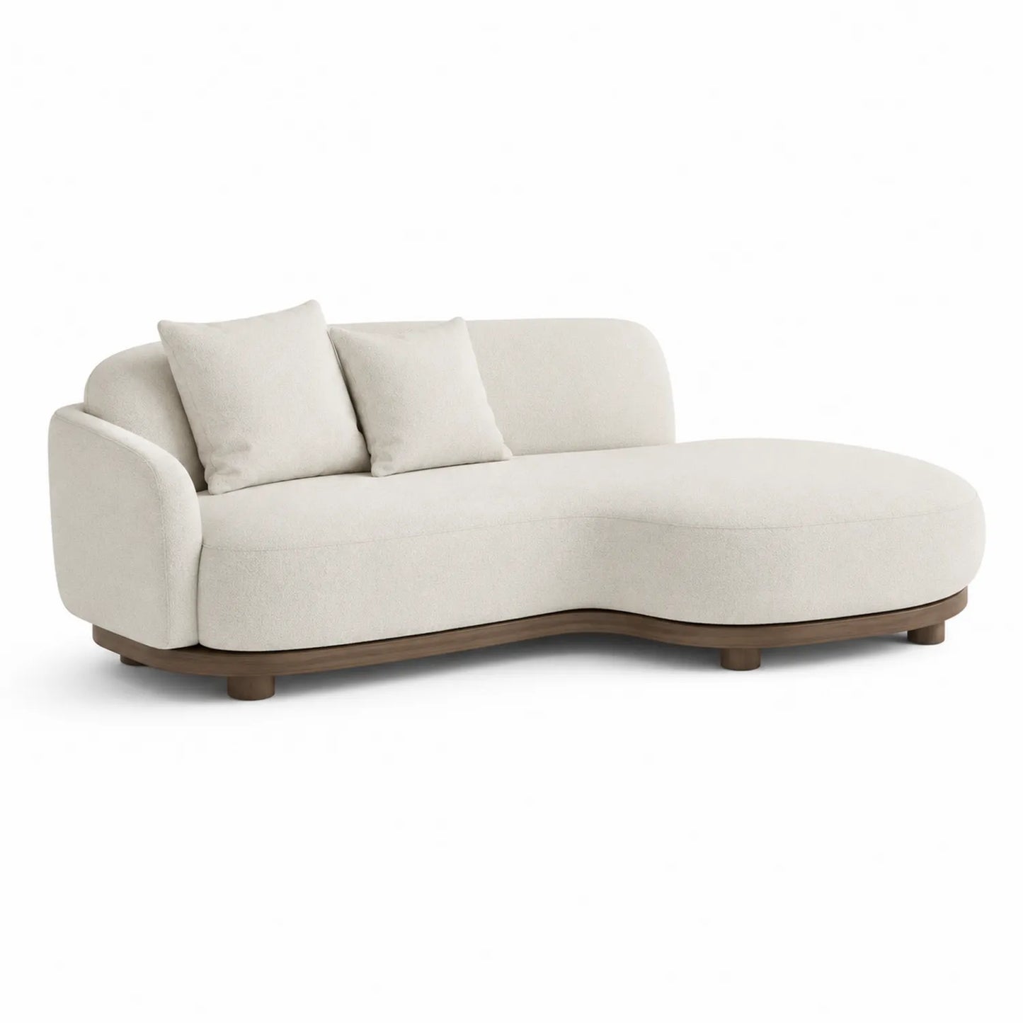 Beiges Sofa mit Holzrahmen und Polyesterbezug