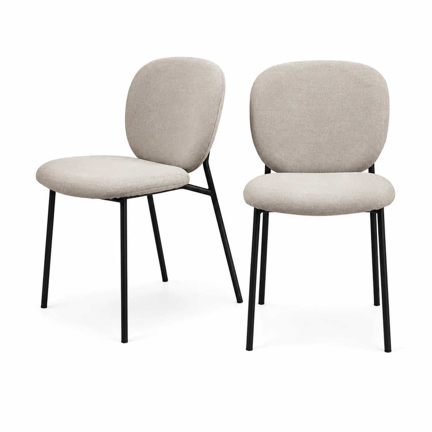 2er Set Esszimmerstühle Stoff Beige Metallgestell