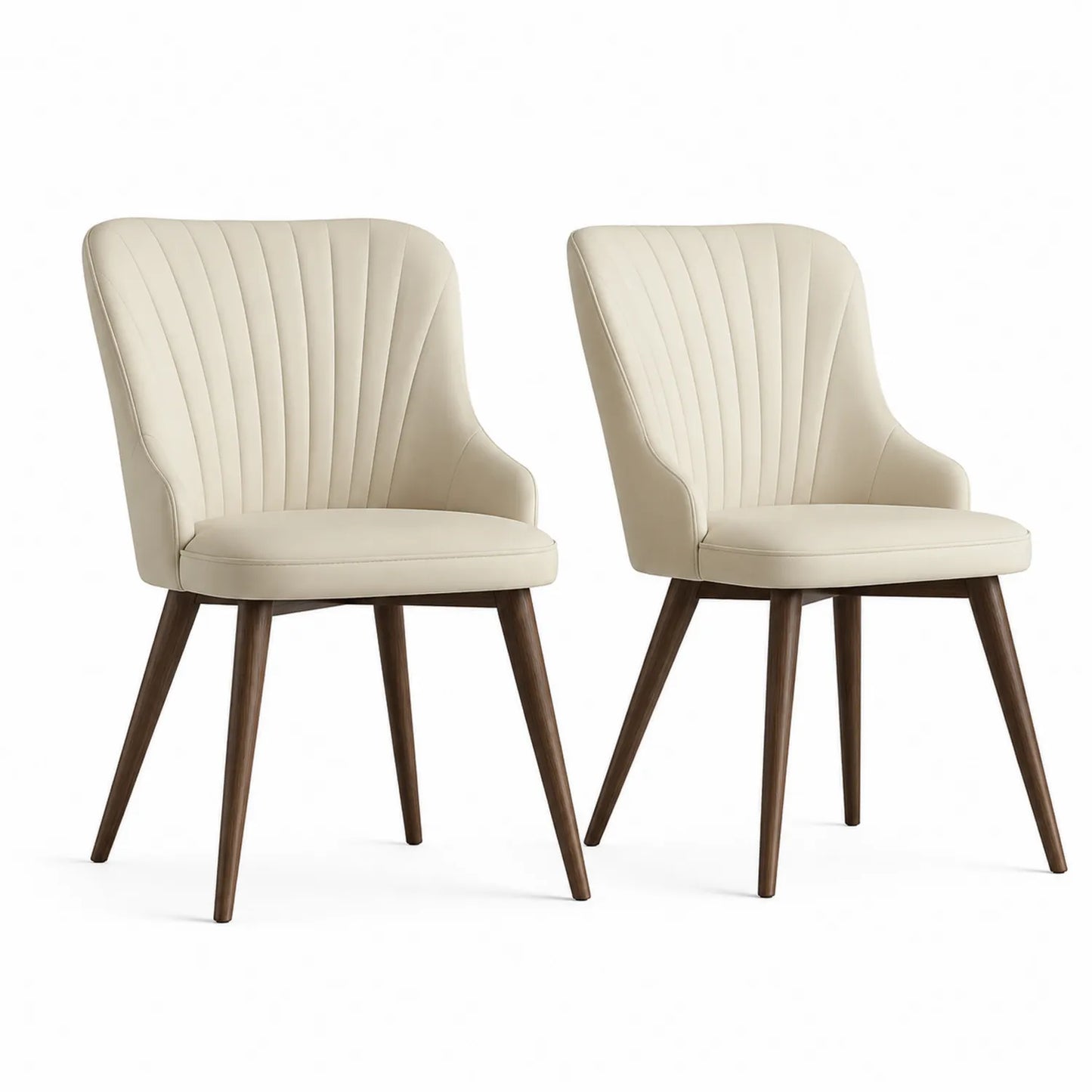 Kunstleder und Holz Stühle Set, beige, 2 Stück