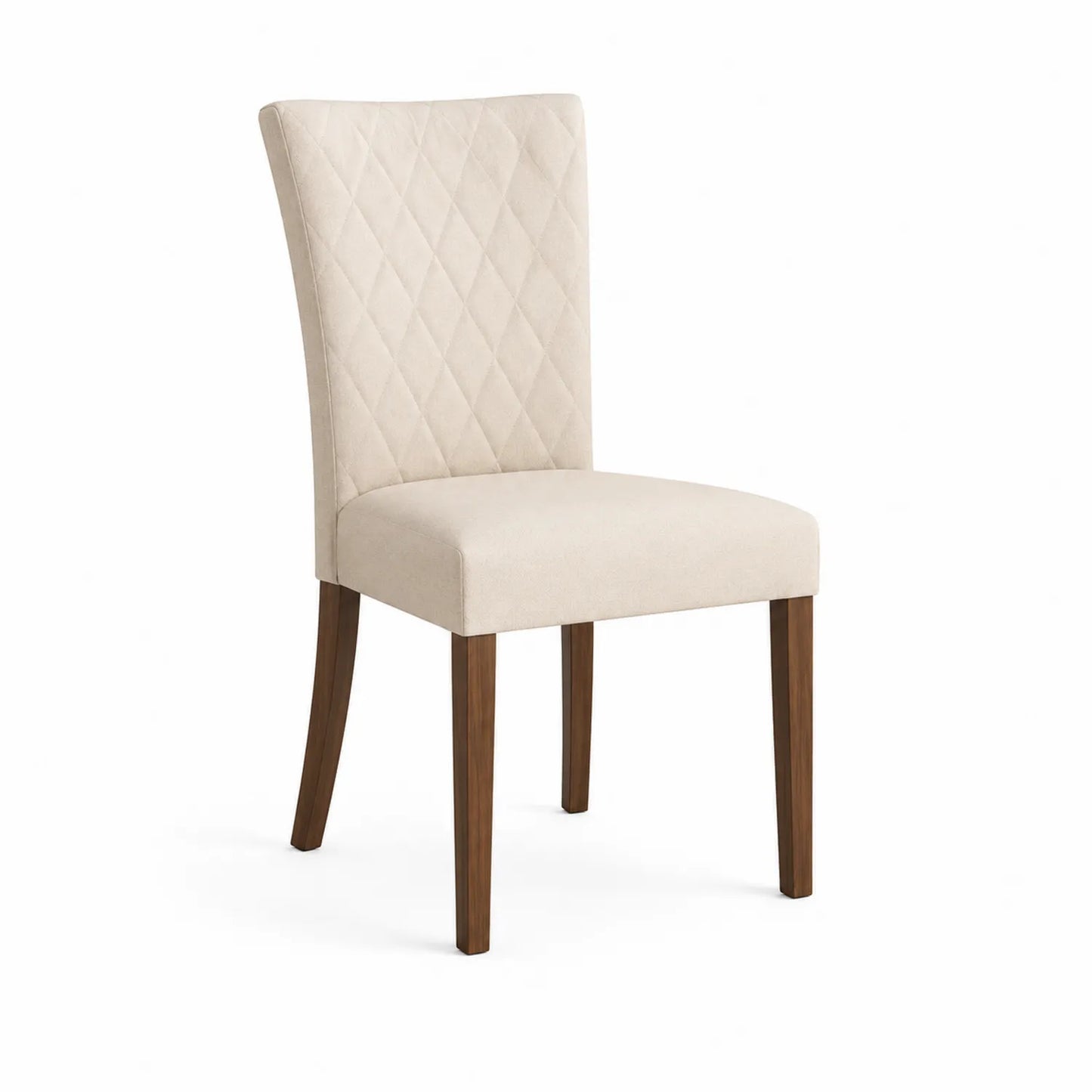 Esszimmerstuhl mit Polyesterbezug und Walnussholzbeinen Beige