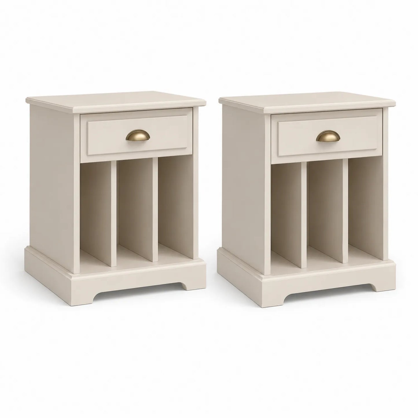 Holznachttisch Set mit Schublade MDF Beige 58cm x 40cm x 35cm