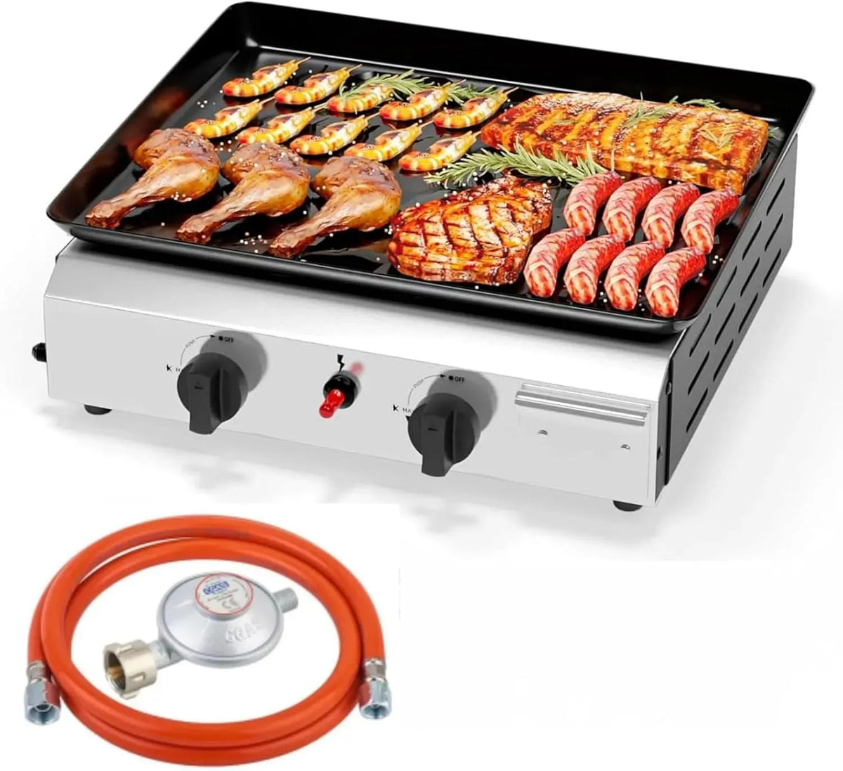 50-Mbar-Druckminderventil Tischgrill, Gasgrill, elektrischer Tischgrill, Grill mit Gasbetrieb, 4.8 kW, Camping, für Camping, LEADZM