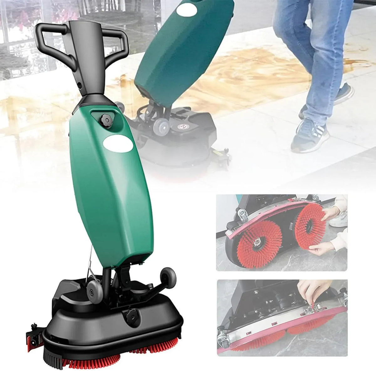 Fabriken, 80 Minuten Akkulaufzeit, Kommerzieller Handschrubber, 56 cm Reinigungsbreite, 1750 m²/h Effizienz für Hotels, Einkaufszentren