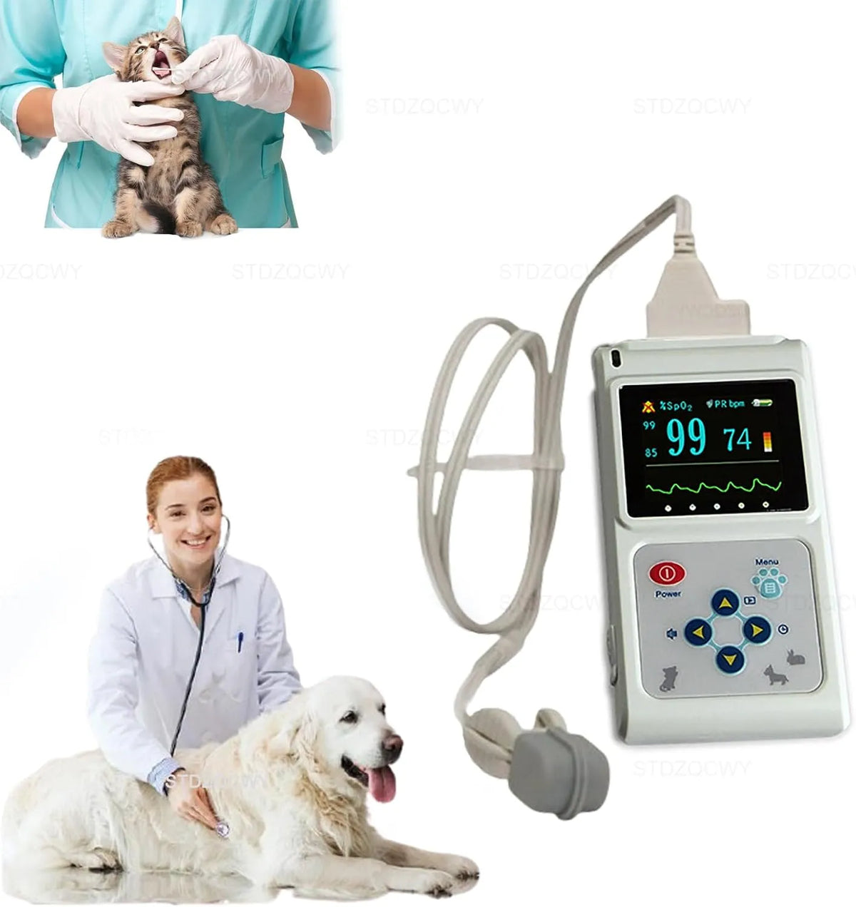 Ohr-/Zungen-SPO2-Sensor Tier-Pulsfrequenzmonitor, USB-Kabel, tragbar, für Hunde
