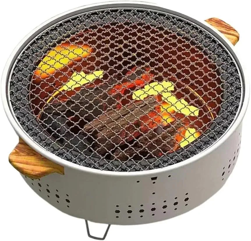 Holzkohlegrill, Grillofen, tragbar, Antihaftbeschichtung, Edelstahl