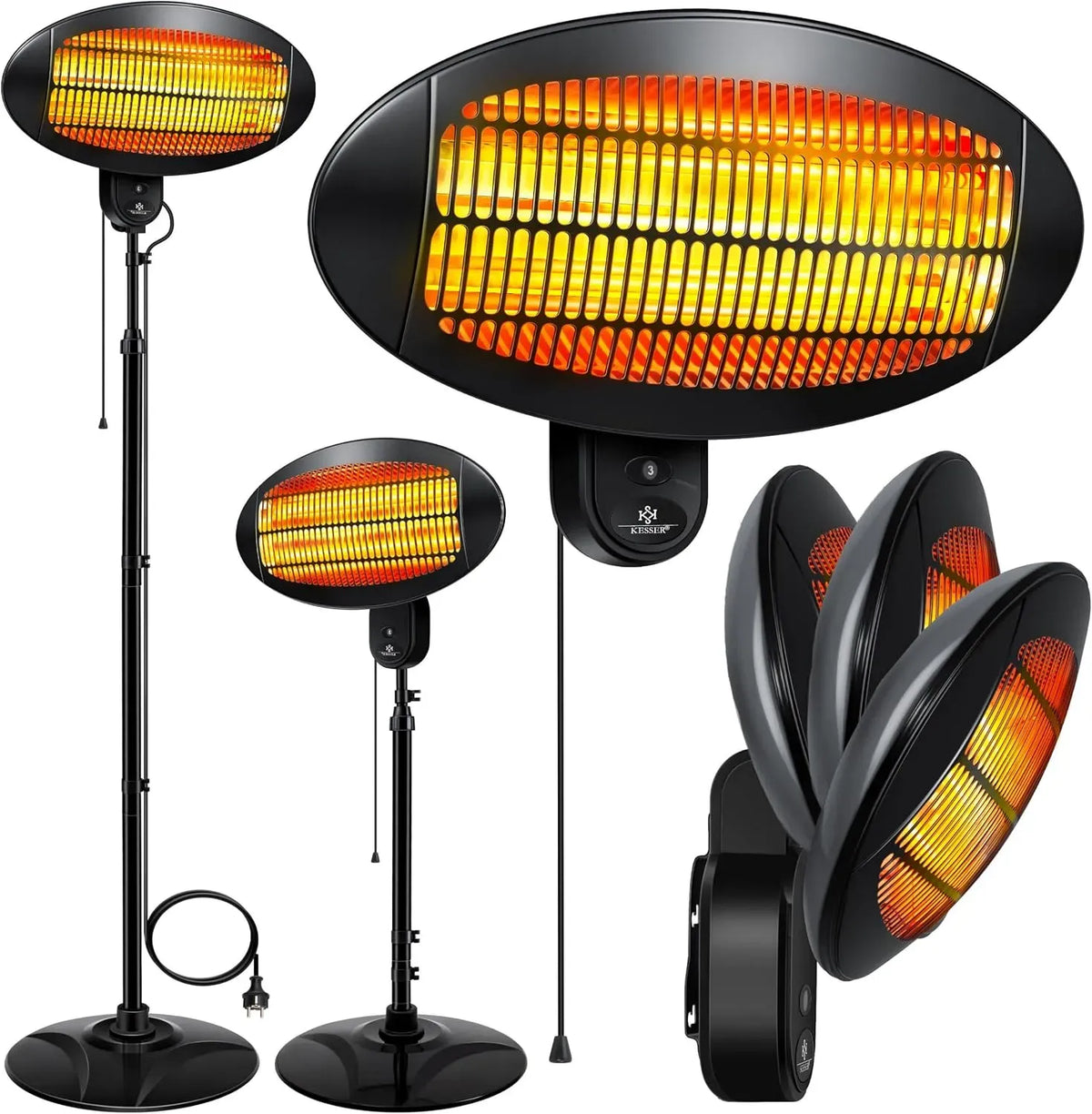 Elektroheizung, 2000 W, KESSER® Infrarot Wickeltischstrahler Wärmelampe für Baby