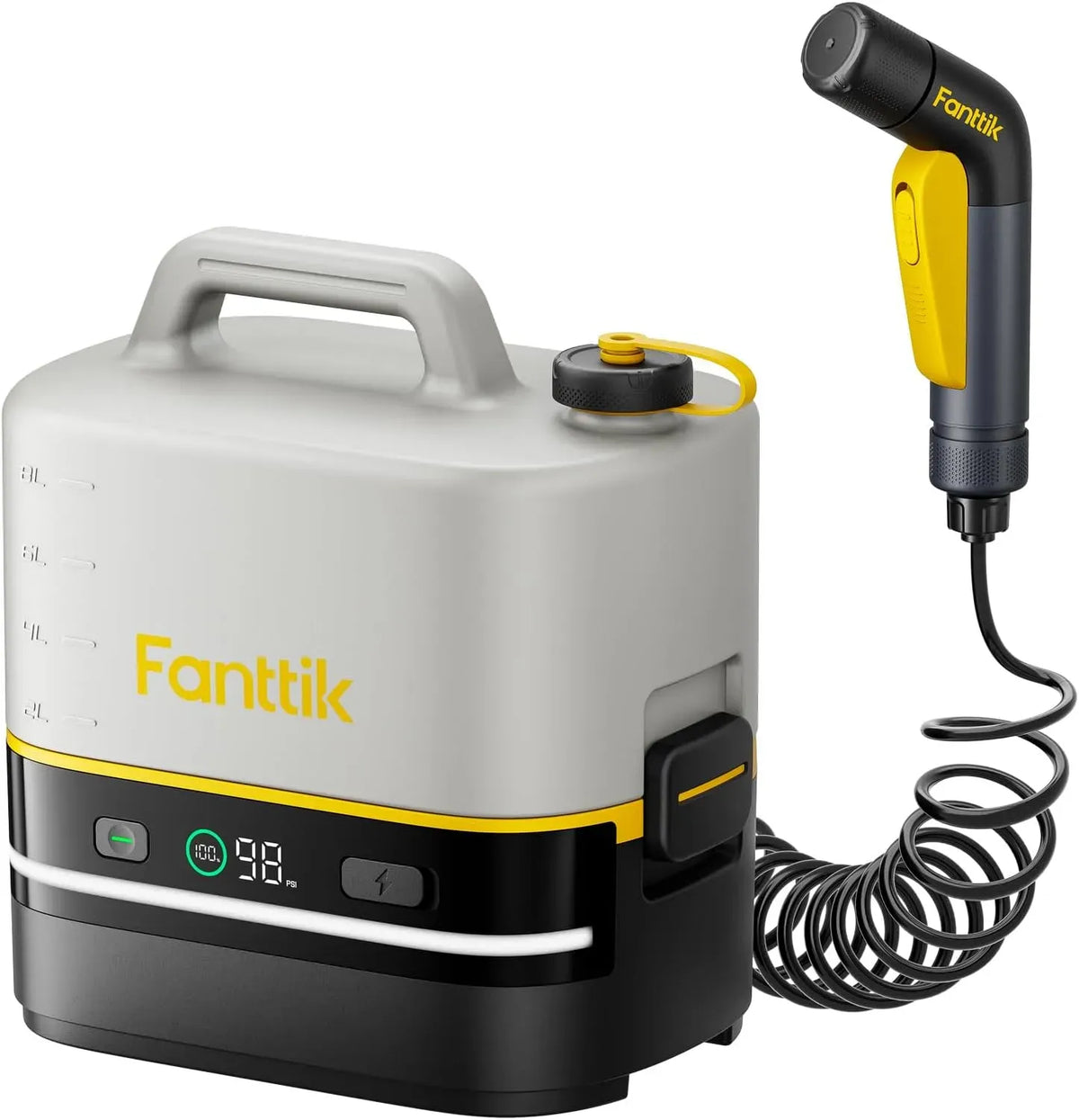 Hochdruckreiniger, Fanttik NB10 4000mAh, tragbar, Camping, Nano tragbarer Akku-Drucksprüher, HD-LED-Display, 72-98 PSI, 2,1-Gallonen-Tank