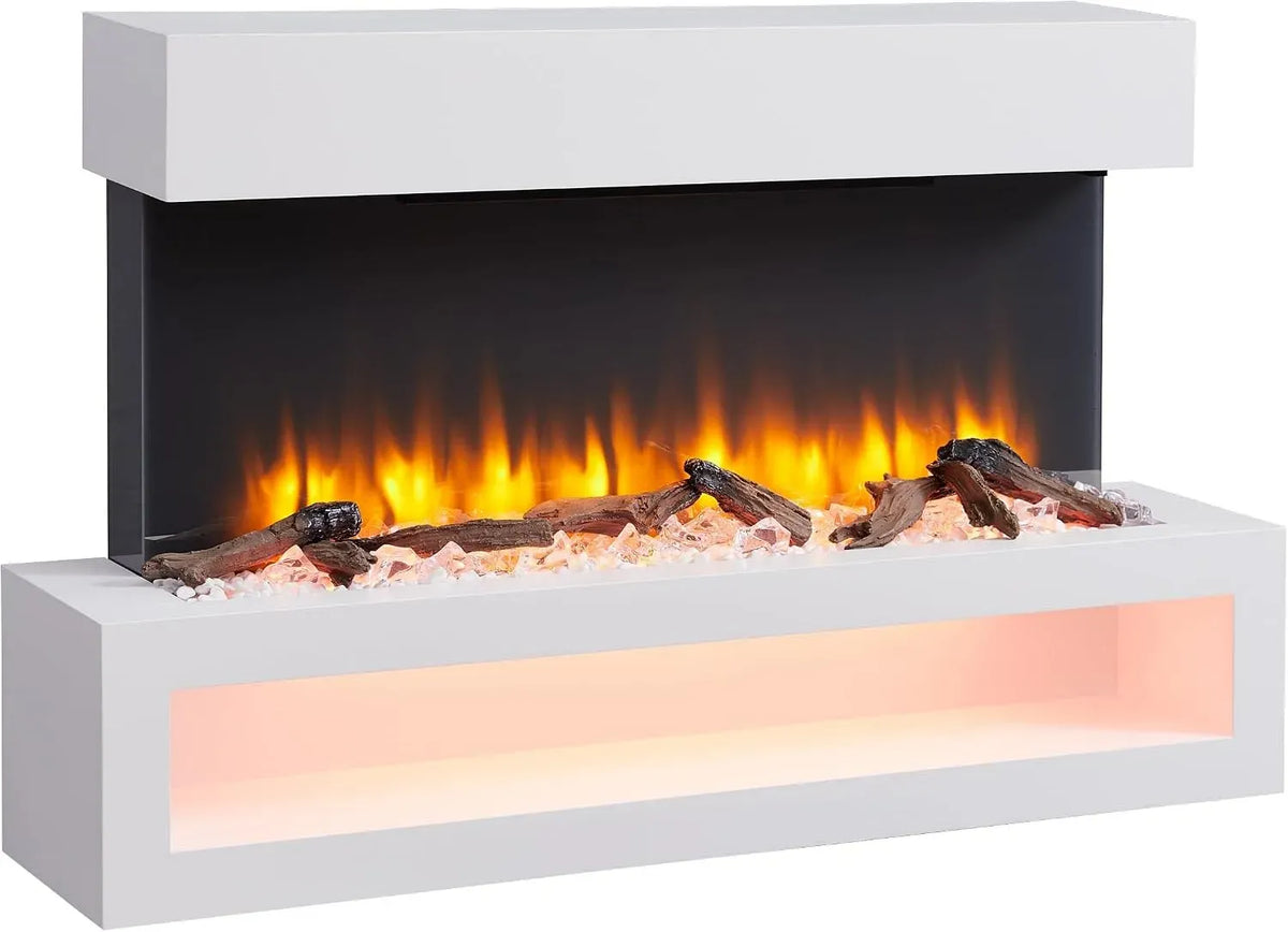 Elektrokamin, Wandkamin, elektrischer Kamin, Weiß, BALDERIA