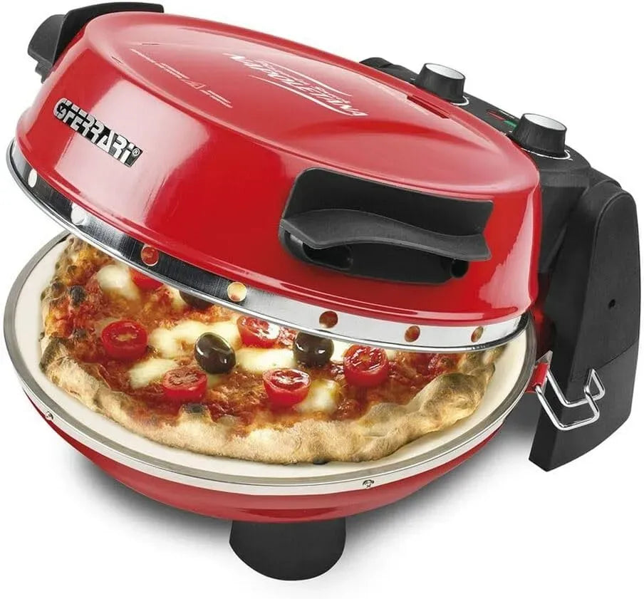 Elektrischer Pizzaofen G10032, 31 cm, 1200 W, Edelstahl, Rot, 2 Alu-Pizzaschaufeln und Rezeptheft, G3 Ferrari Pizzeria Snack Napoletana