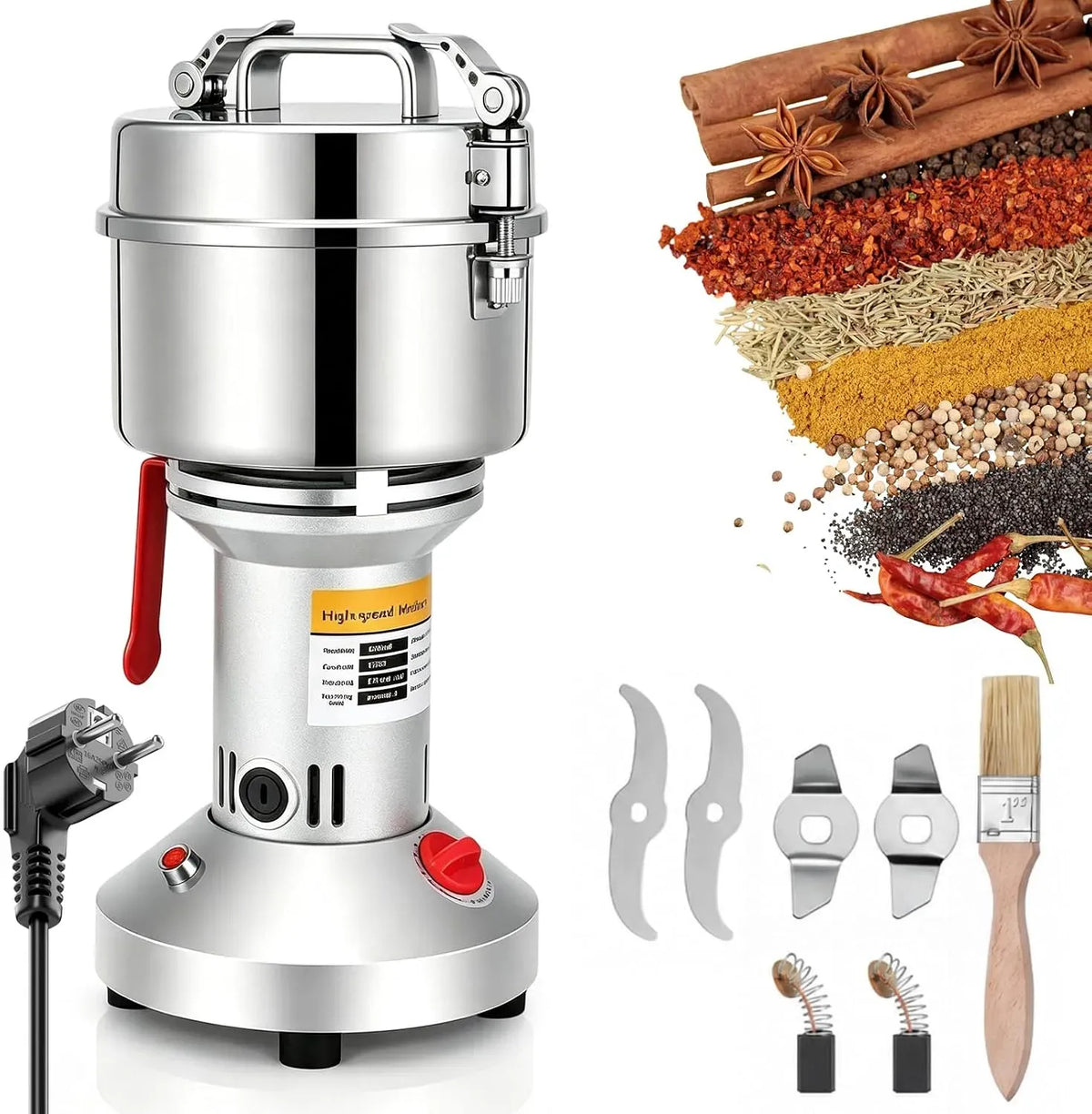 Getreidemühle, 2200 W, 500 g, Kornmühle, Edelstahl