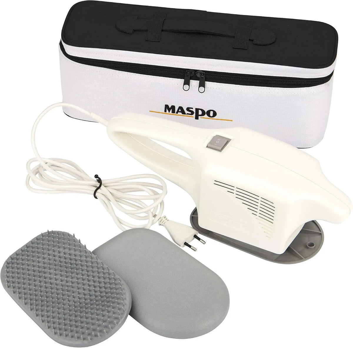 Kunststoff-Hyperämisierungsbürste, Großflächenmassagegerät, Transporttasche, MASPO