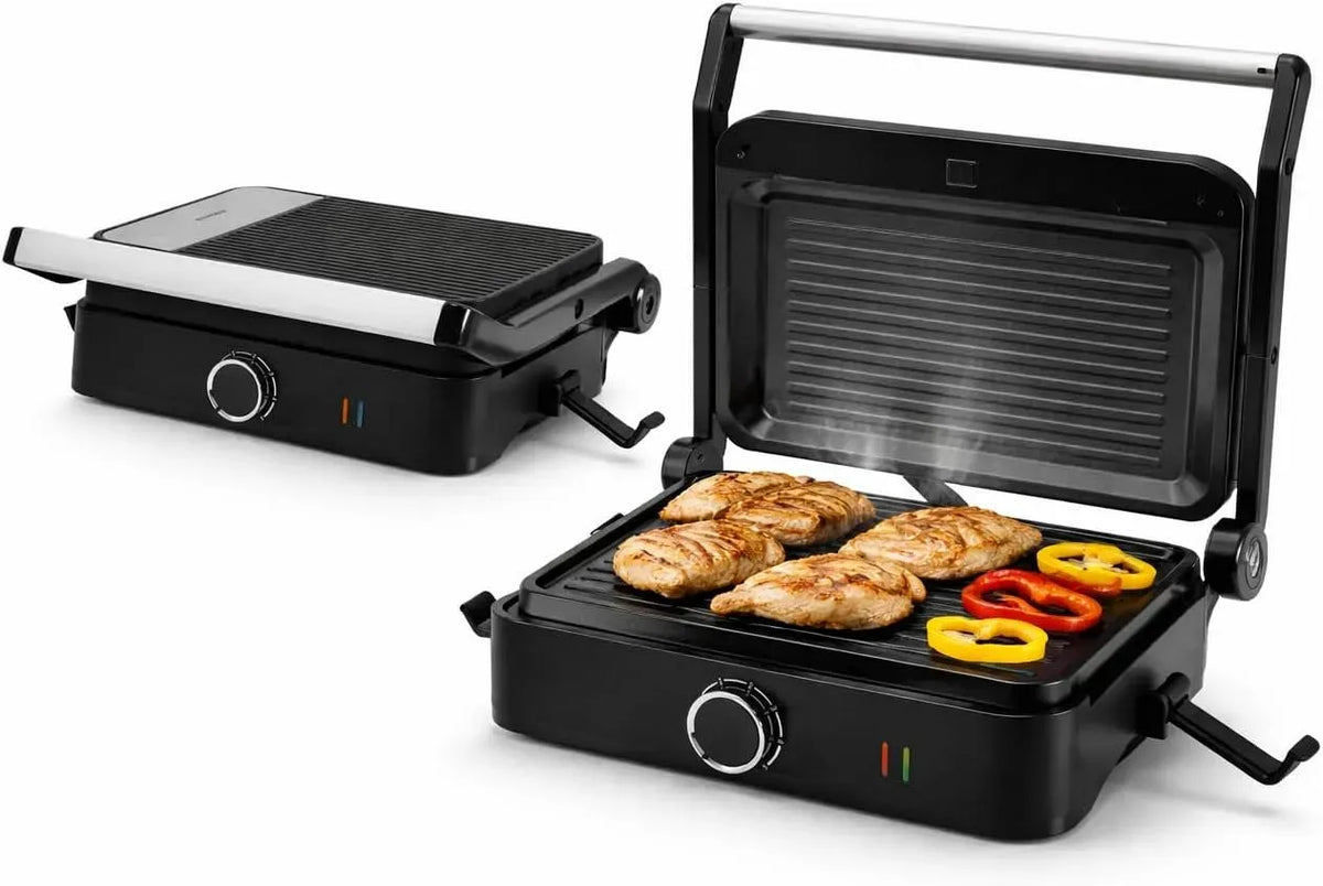 SM1000-Toledo Kontaktgrill, Tischgrill, Kontaktgrill und Paninigrill, elektrischer Tischgrill, 1000 W, Antihaftbeschichtung, für Fleisch, Syntrox
