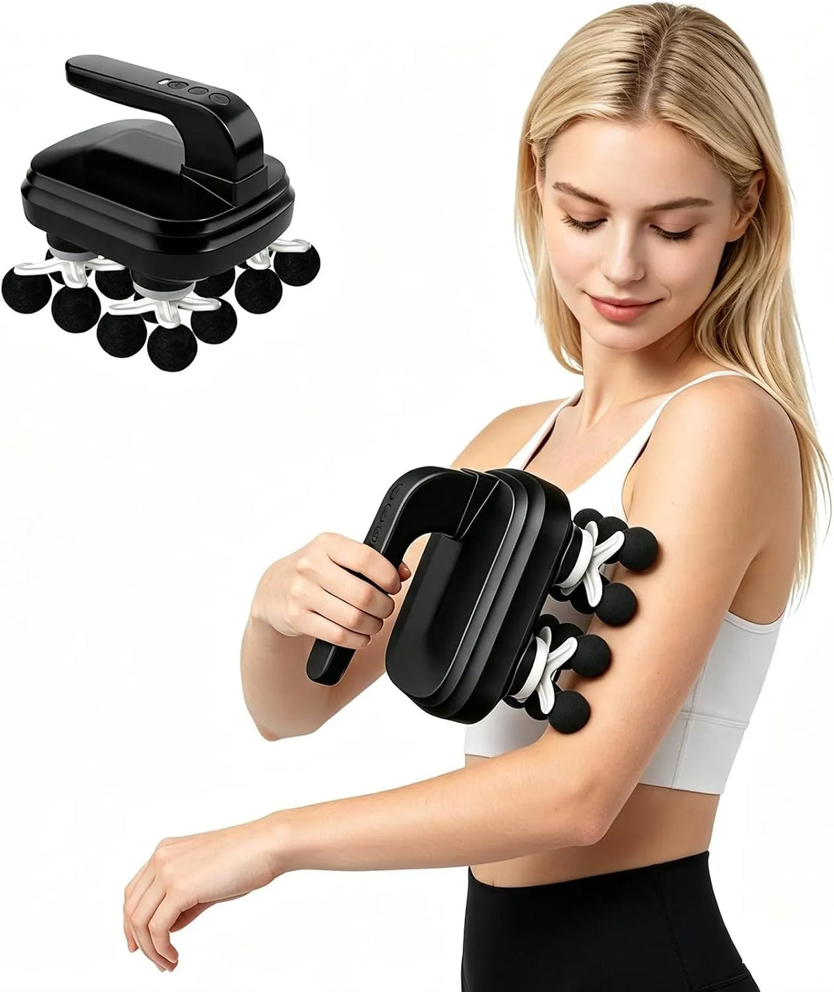 Rückenmassagegerät, Faszienpistole, Massagepistole, Muskelmassagegerät, für Tiefengewebe mit gebogenem