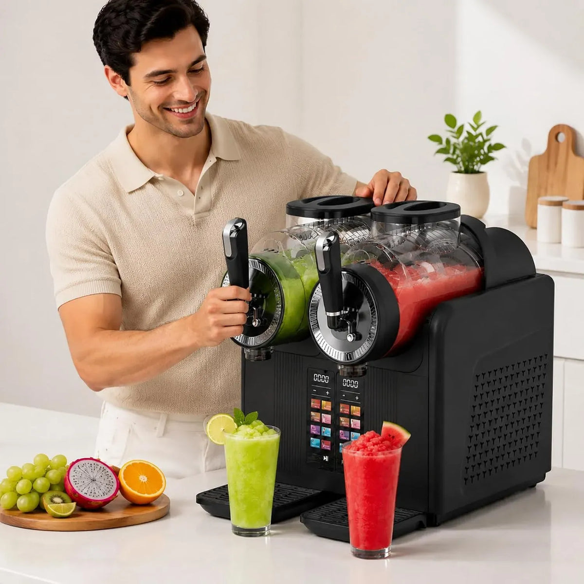 Slush-EIS-Crushed-Ice Maschine, Slush-Eisbereiter, 20 L, 380 W, Touch-Bedienung, gewerblich, Gastronomie, Schwarz, für Gastronomie & Events