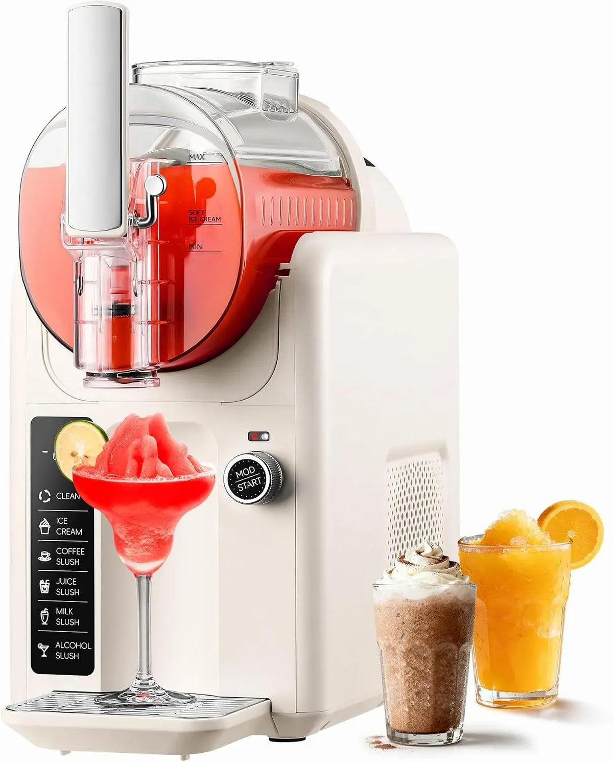 Slusheis Maschine, Slush Maschine, Slush-Eisbereiter, 2 L, Touch-Bedienung, Kindersicherung, Weiß