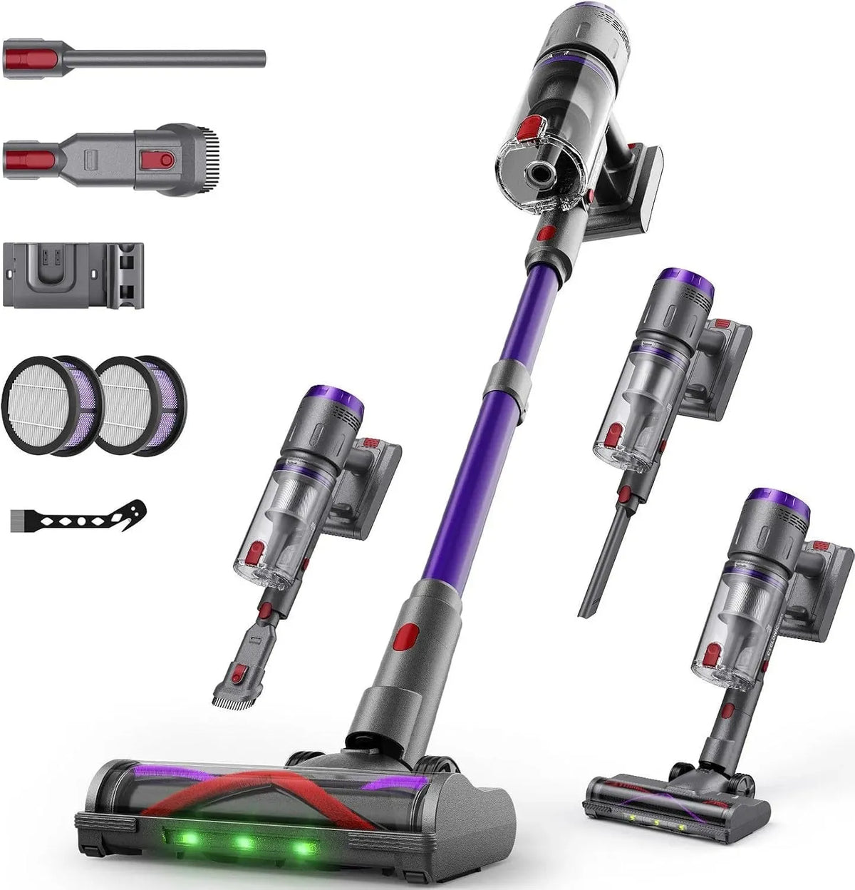 Staubsauger, 600 W, Akku 600W/58000Pa/75Min, elektrisches Staubsauggerät, Laufzeit Staubsauger Kabellos mit Smart LED Display und Ladestation