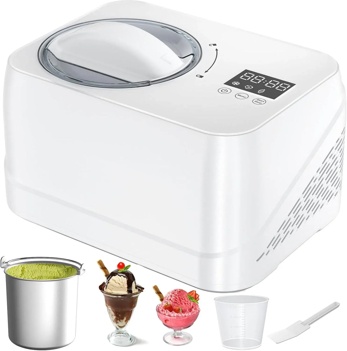 Eismaschine, Eisbehälter, Speiseeismaschine, 1 L, Weiß