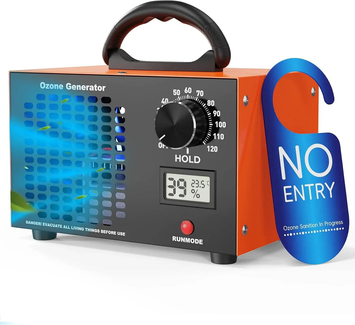 Luftreiniger, Ozongenerator 120000mg/h 2-In-1, Timer, Industrie, 2 Temperaturzonen, 120-Minuten-Timer