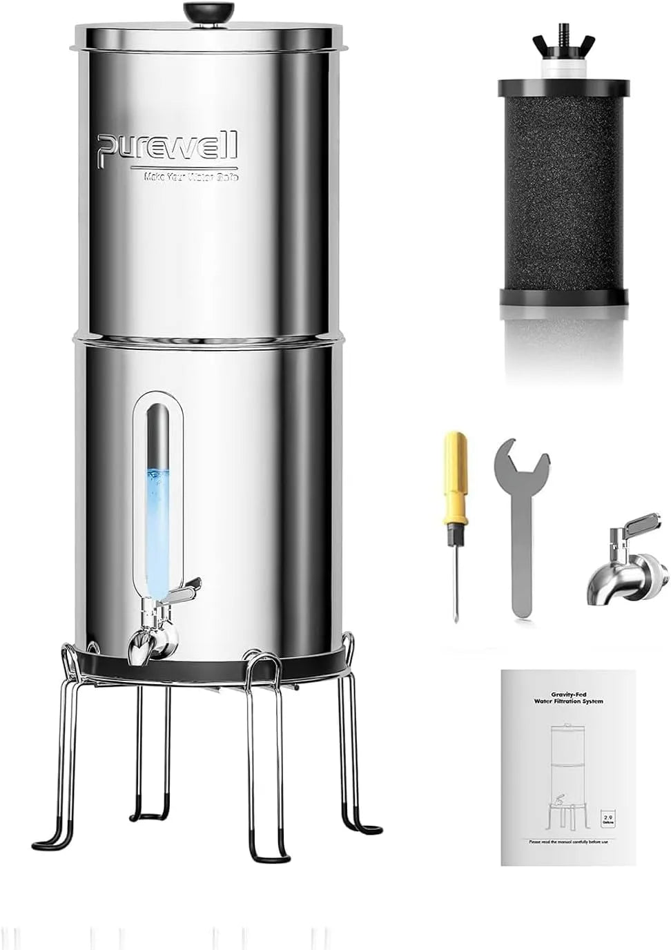 Schwerkraft-Wasserfilter, Aktivkohlefilter, Trinkwasserfiltersystem, Outdoor, für Regenwasser & Trinkwasser