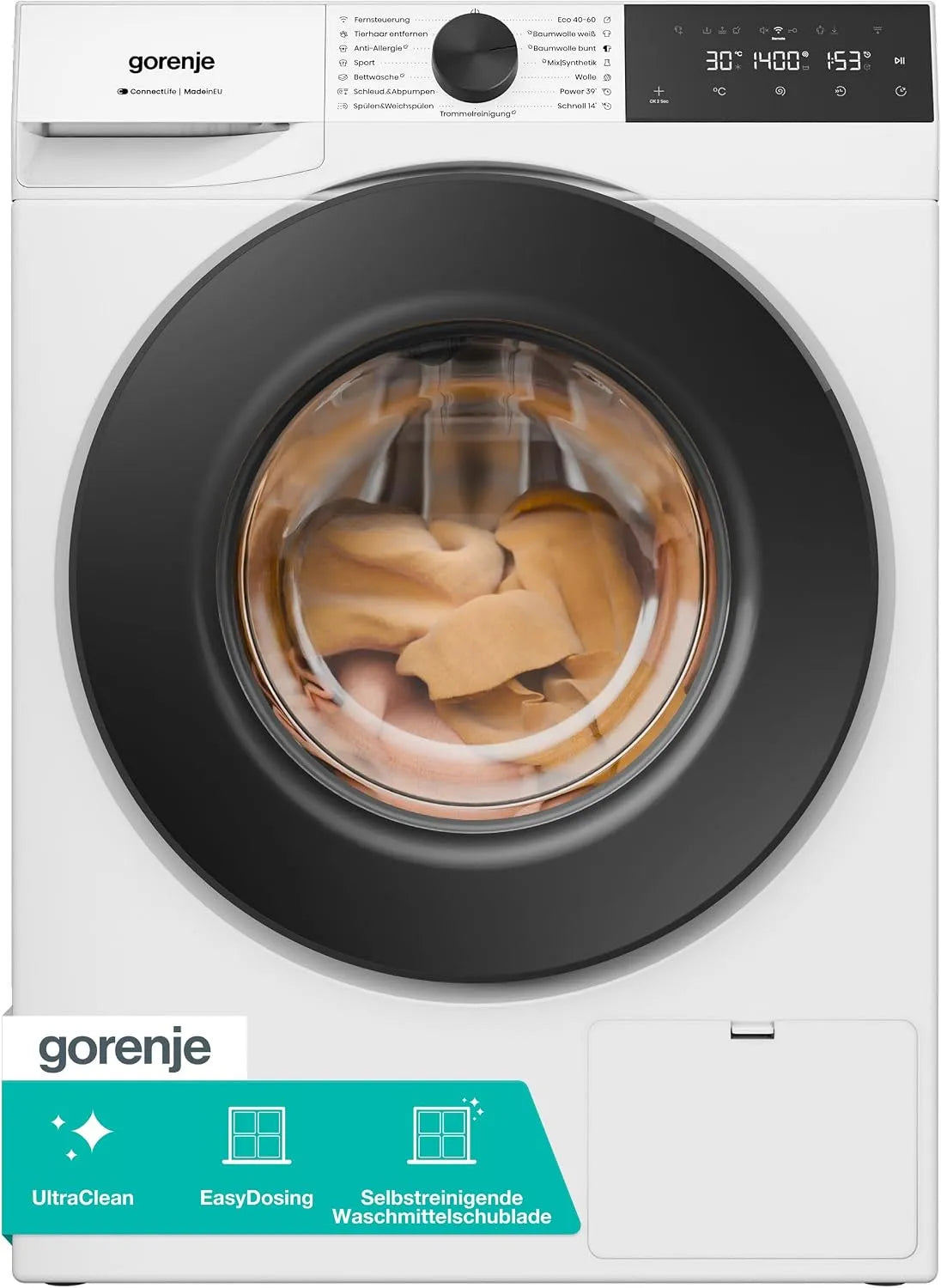 Gorenje W5G474A2P1 Waschmaschine, 15 Programme, 7 kg, Energieklasse A, Inverter, Dampf, aquaStop, Weiß