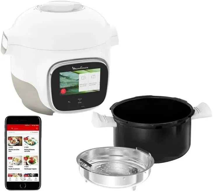 Moulinex CE922110 Multicuiseur, elektrischer Multikocher, 900 W, Touch-Bedienung, WLAN, Weiß