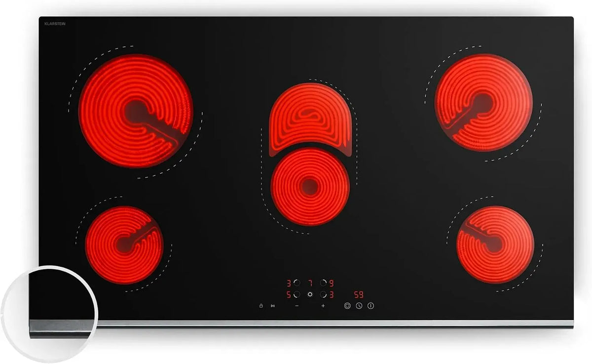 Klarstein Glaskeramikkochfeld, 91 cm, 8400 W, Touch-Bedienung, Timer, Kindersicherung, Ceramica Oberfläche, Touch-Slider, 5 Zonen