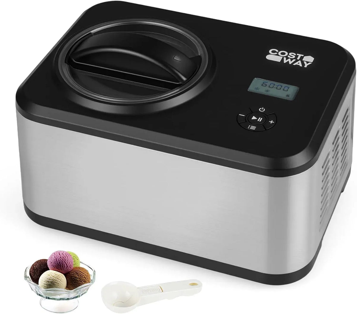 Icecream Maker, Eiscrememaschine, Eismaschine, Speiseeismaschine, 1,5 L, Timer, LCD-Display, für Eiscreme, COSTWAY