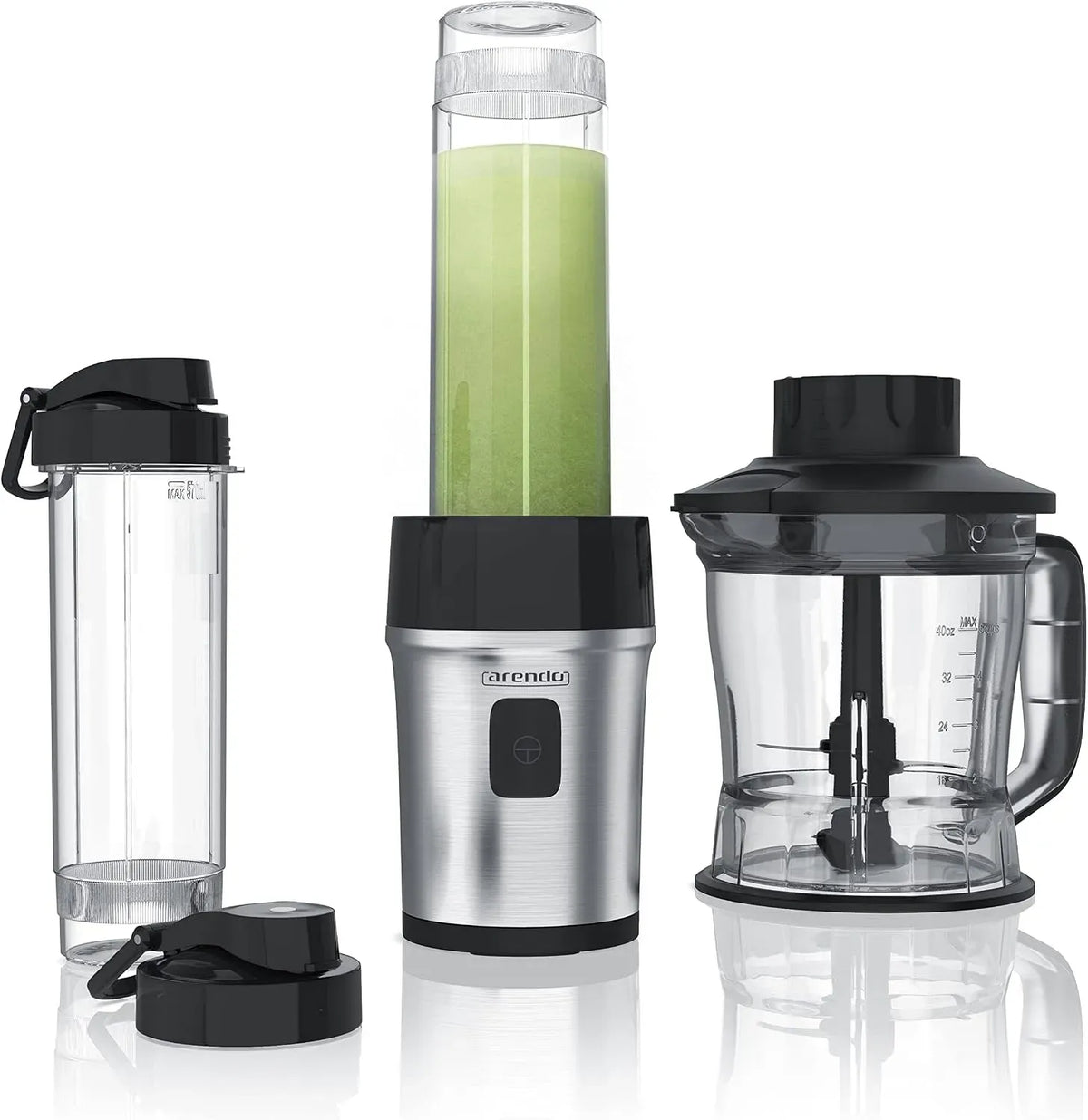 Standmixer, 1,2 L, Edelstahl, 2x 0,57l Smoothie Mixbehälter, Smoothie Maker Edelstahl, leistungsstarkes Edelstahlmesser, 1,2l Fassungsvermögen inkl
