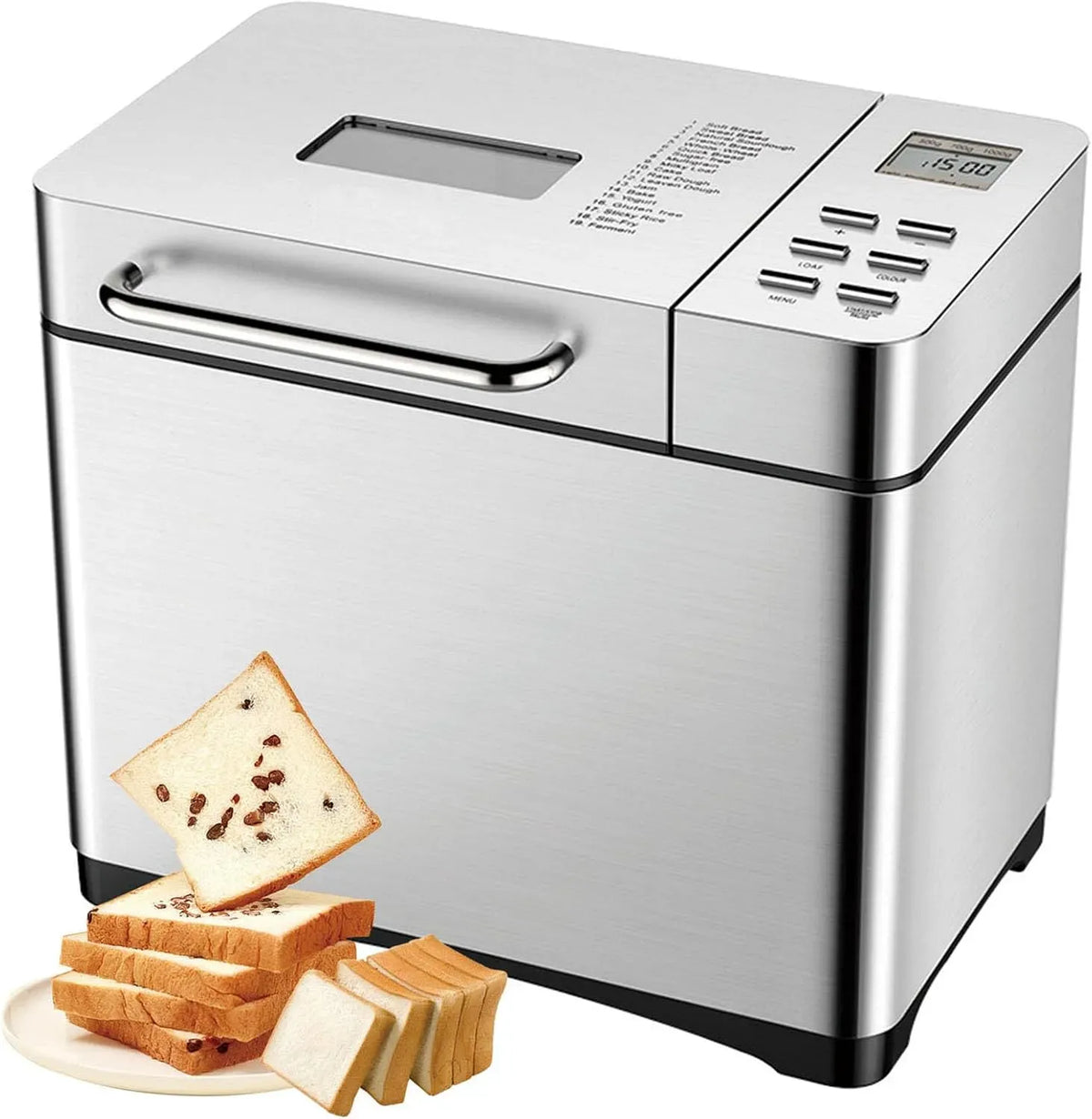 Brotbackautomat, Brotbackmaschine, Touch-Bedienung, Timer, USB, LCD-Display, Antihaftbeschichtung, Antihaft-Pfanne und LCD-Touch-Panel