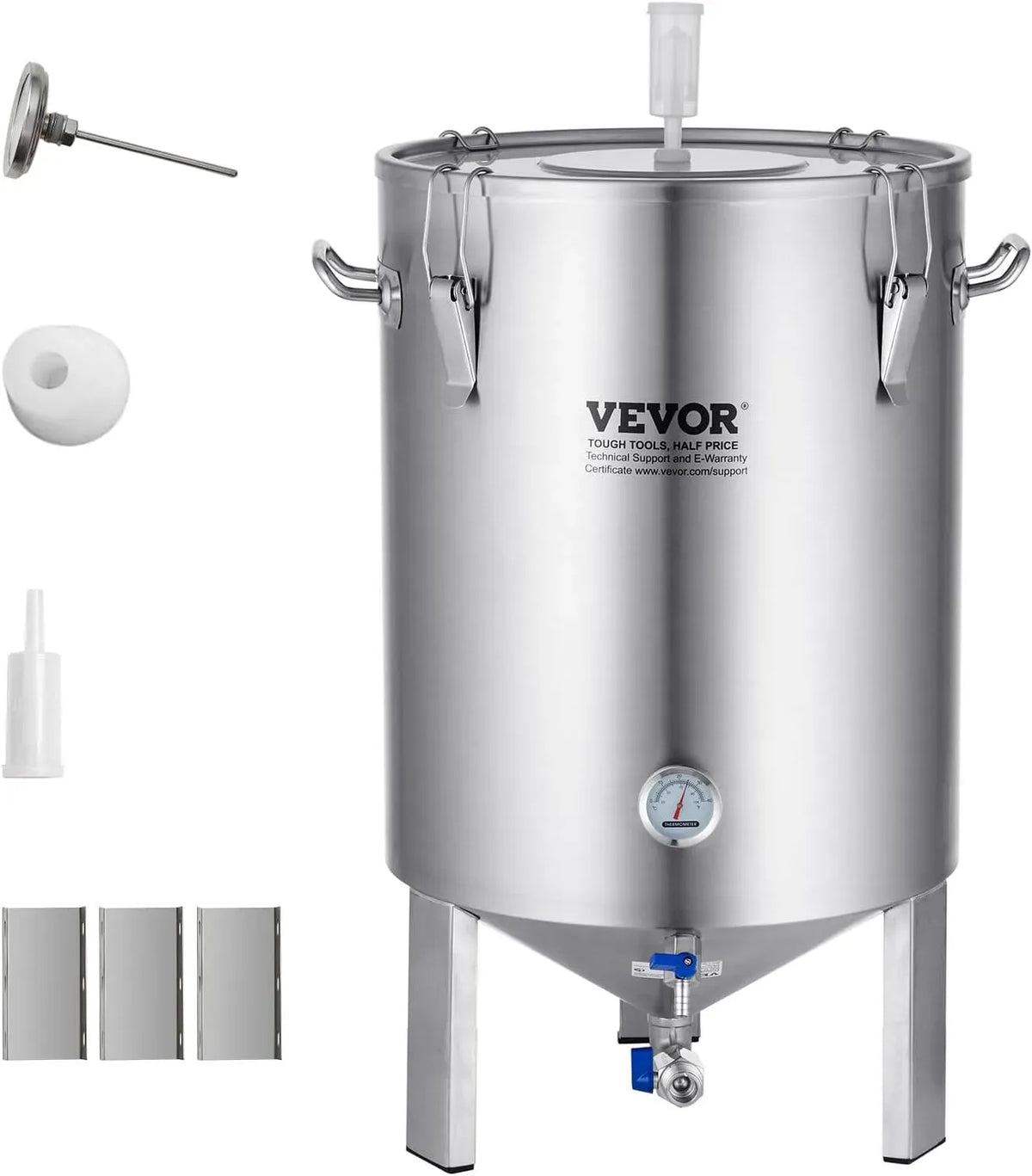 VEVOR Gerätezubehör, 60 L, Edelstahl, Ersatzteil und Zubehör, Bierbrauanlage Bierbraugerät Kessel aus Edelstahl 60 L Bierfermenter
