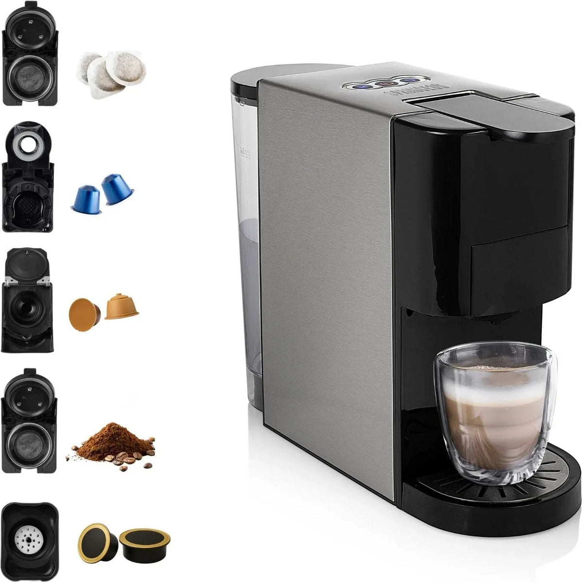 Nespresso L 1450 5-in-1 Kaffeemaschine, 8 L, 1450 W, Schwarz, Pads 0