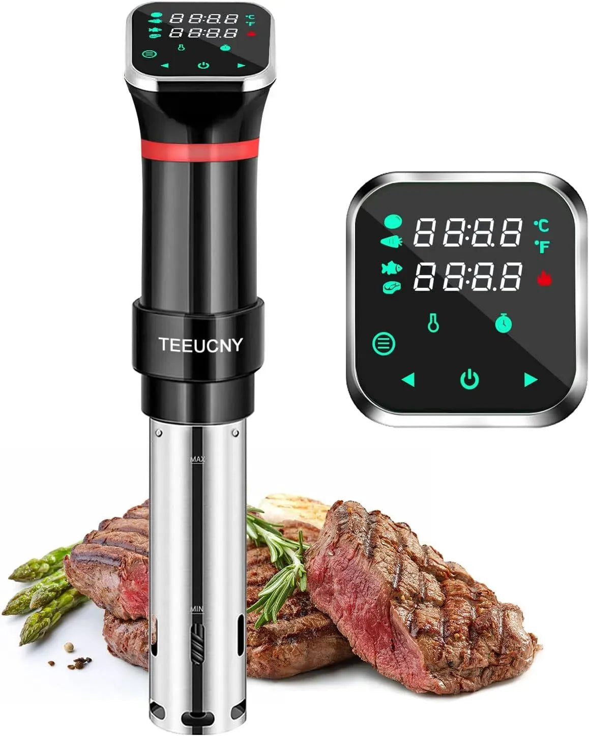 Kochgeschirr, 1100 W, Sous, Touch-Bedienung, Timer, LCD-Display, leise, Edelstahl, Ultra leise, digitaler Timer