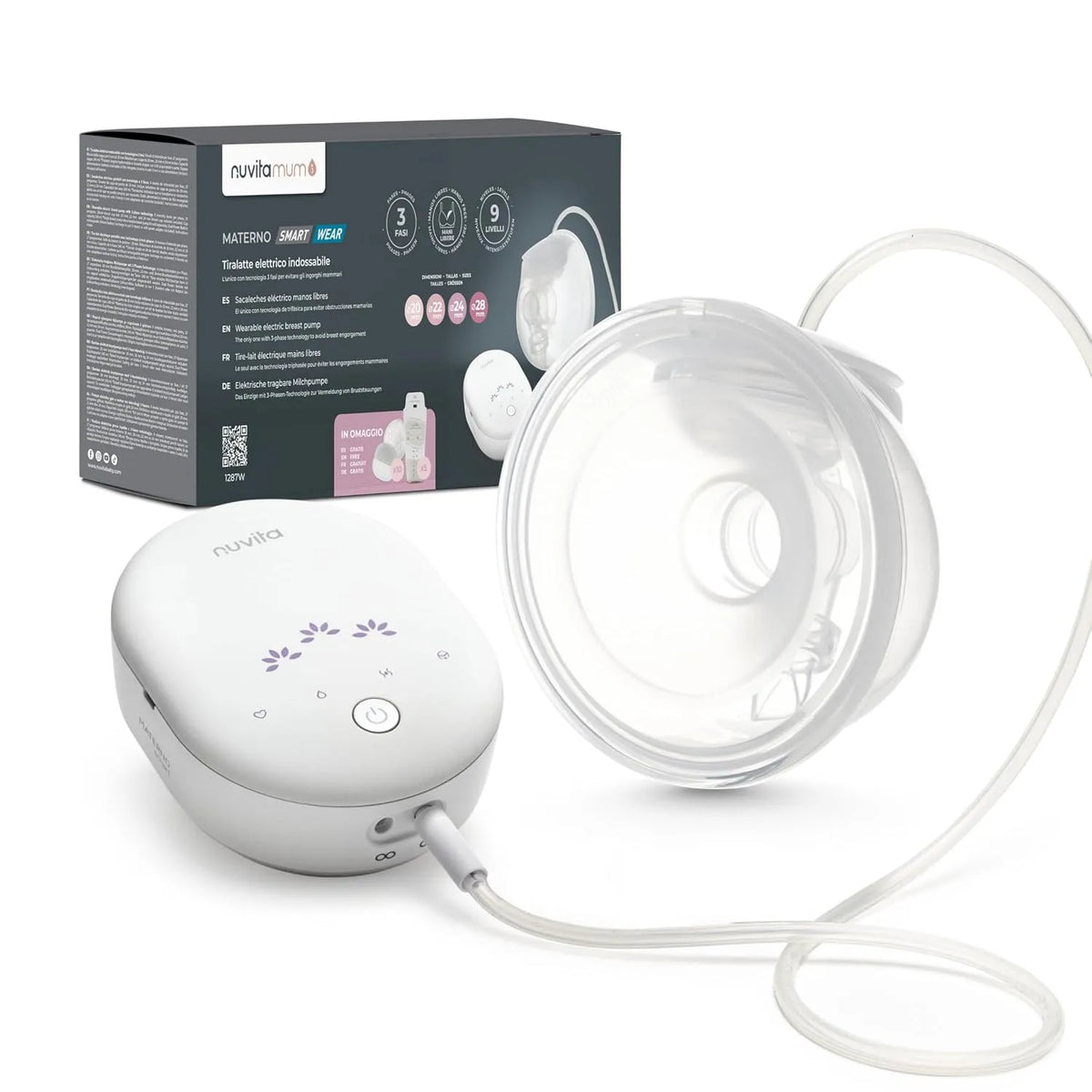 Milchpumpe 3-Phasen-Technologie, 1287 W, elektrische Stillpumpe, tragbar, Nuvita Materno Smart Wear 1287W, individuell anpassbar