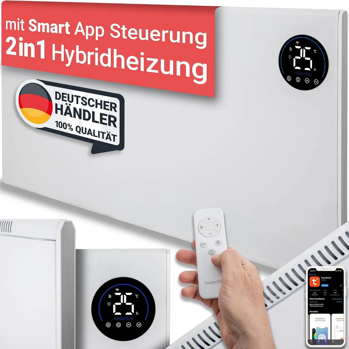 HF-HP150 Infrarotheizung, Wärmefunktion, Heidenfeld Infrarotheizung & Konvektor