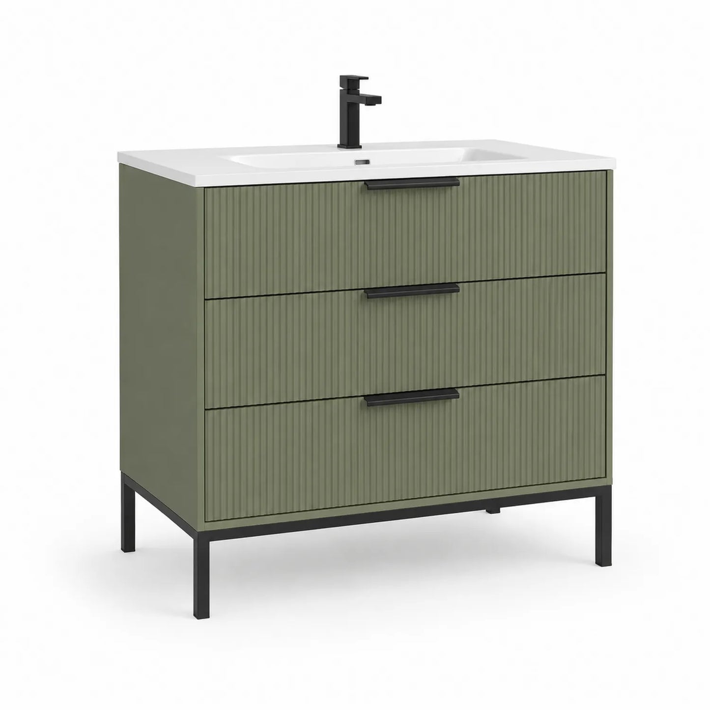 Waschtischunterschrank mit Waschbecken MDF Grün Metall 80 cm