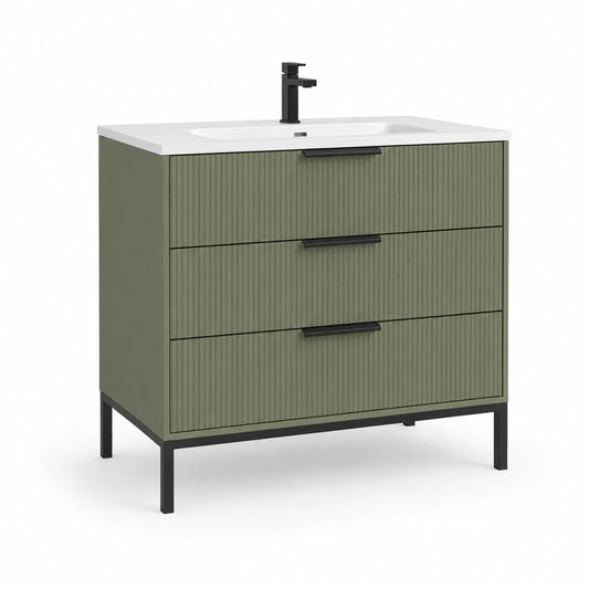 Waschtischunterschrank mit Waschbecken MDF Grün Metall 80 cm