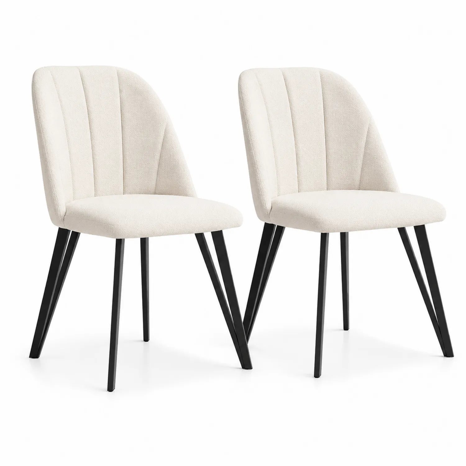 2er-Set Esszimmerstühle mit Polyesterbezug Beige Metallbeine