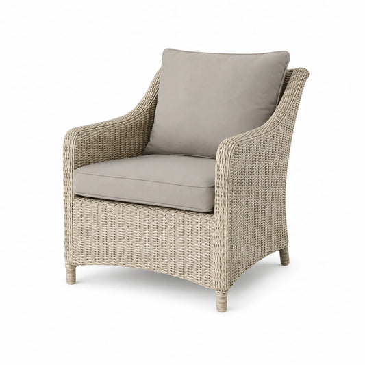 Sessel Rattan Beige mit Polyesterkissen